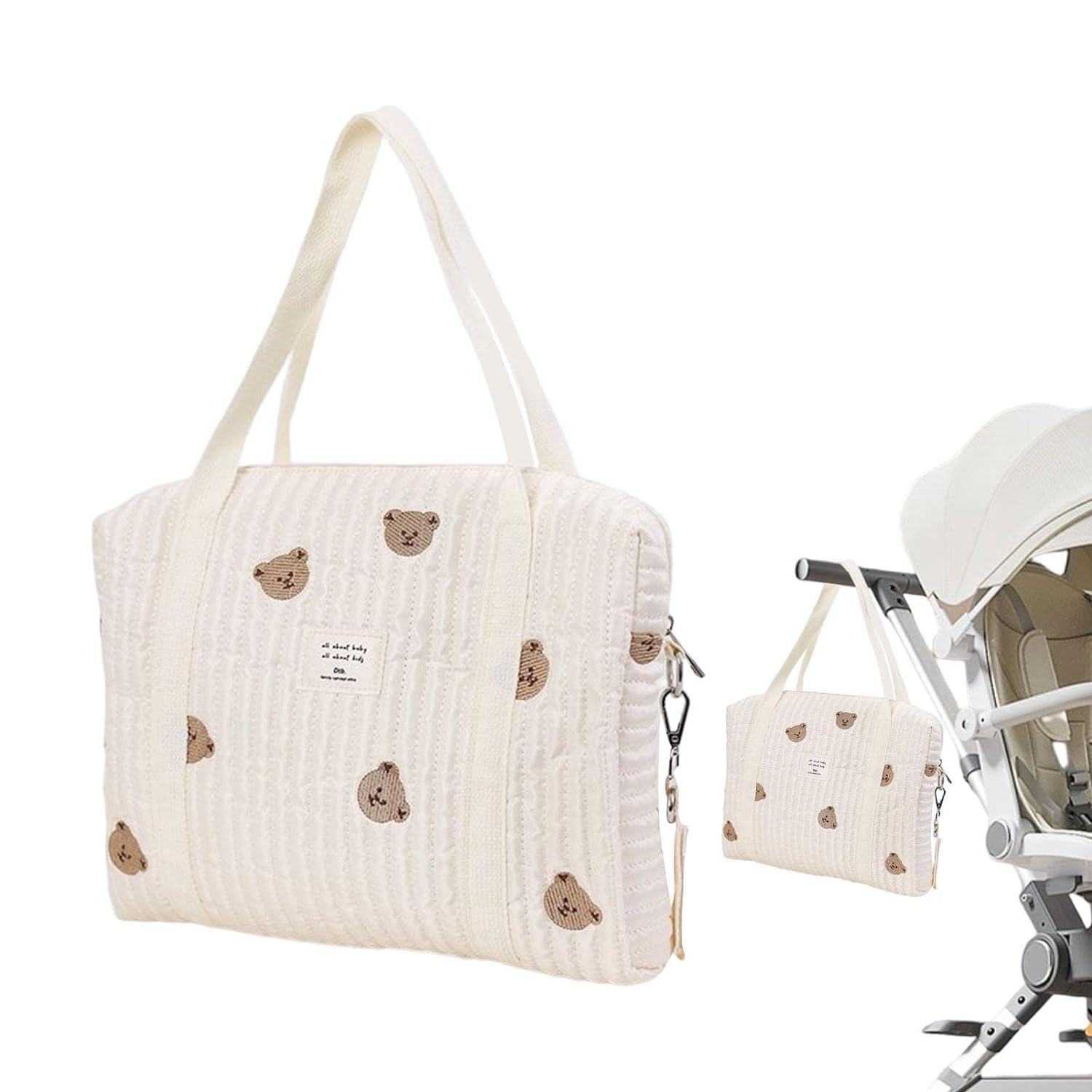 Multifunctional Large Diaper Bag Tote for Moms - Spacious Travel Baby Organizer with Pockets for Bottles, Clothes, Diapers & Toys | Perfect for Nursery, Daycare & Family Outings (Little Bear Design)