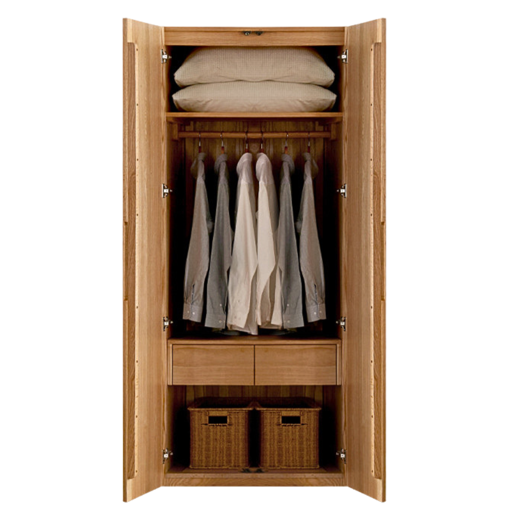 Solid Oak Wood Wardrobe - Premium Quality, Spacious Storage for Bedroom, Closet & Home Organization