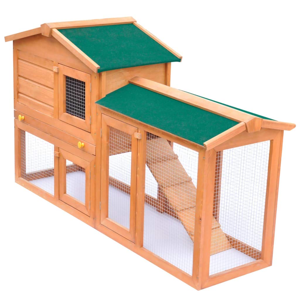 Premium Rabbit Hutch for Indoor & Outdoor Use - Bunny Cage, Chicken Coop & Guinea Pig House with Removable Trays, Waterproof Roof & Outdoor Run - Perfect for Backyard, Garden & Pet Shelter