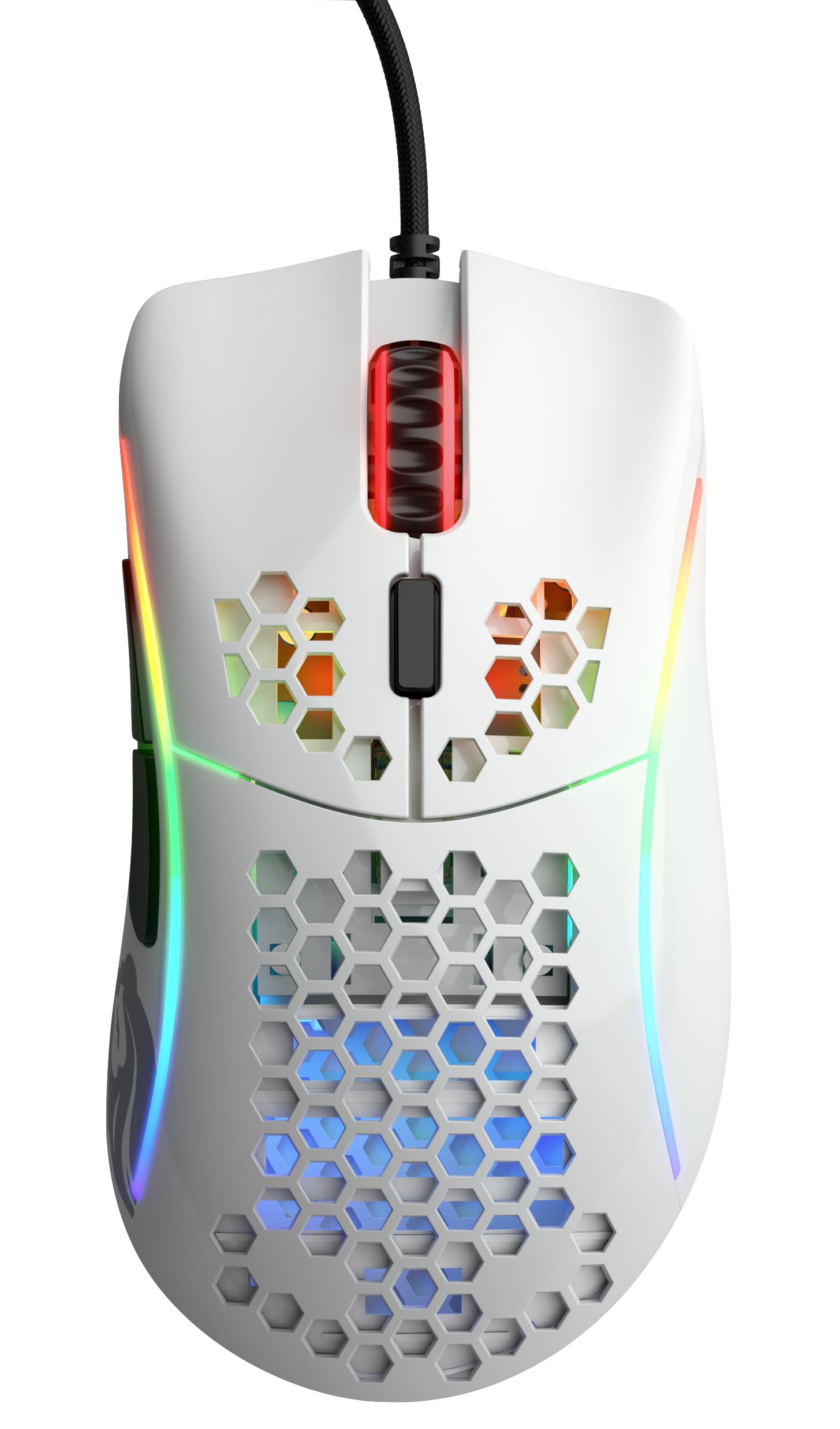 Glorious Model D- Wired Gaming Mouse - Ultra Lightweight 61g Honeycomb Design, RGB Lighting, Ergonomic, Pixart 3360 Sensor, Omron Switches, PTFE Feet, 6 Buttons - Matte White - Perfect for FPS, MOBA & Esports Gaming