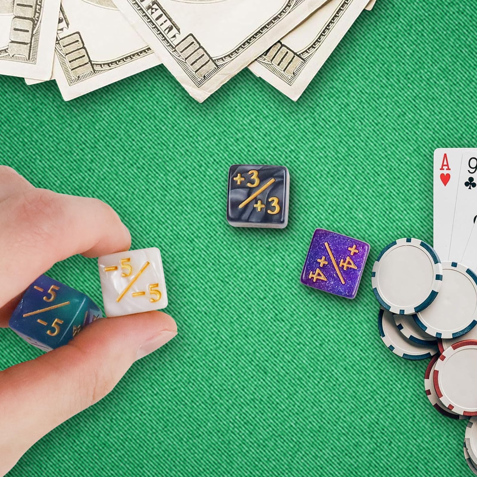 48-Piece MTG Dice Set - D6 Counters, Tokens, Glitter & Sparkle Dice for Magic: The Gathering, CCG & Card Games - 4 Styles (Blue & Purple) - Perfect for Game Nights & Tournaments