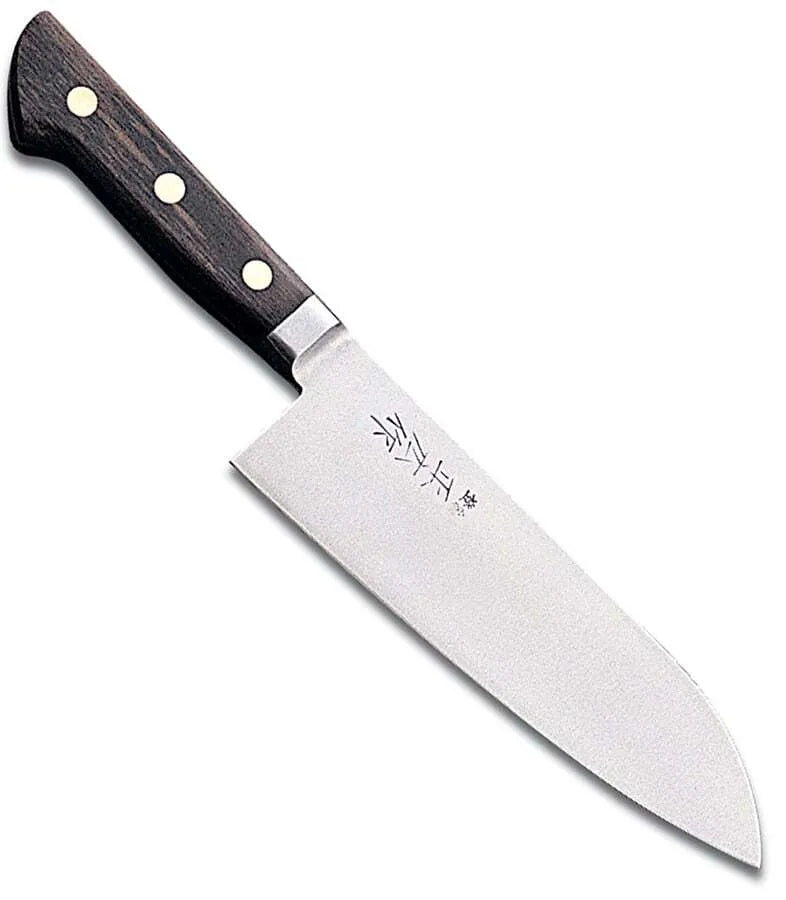 Masahiro Carbon Steel Santoku Knife 7 Inch - Japanese Professional Kitchen Knife for Slicing, Dicing & Chopping - Perfect for Vegetables, Meat & Fish - Ideal for Home Chefs & Professional Cooks