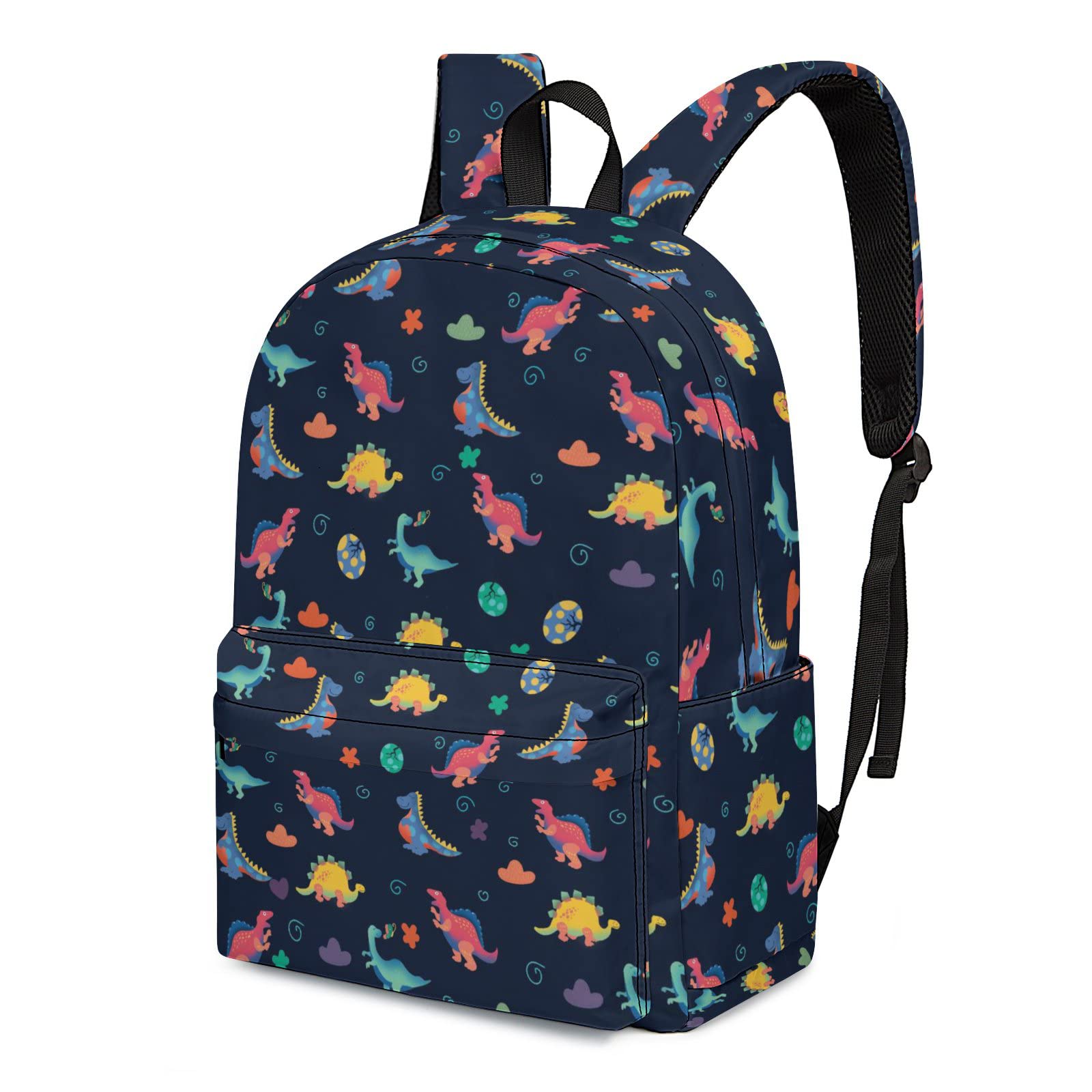 Durable Dinosaur Backpack for Laptop & School - Stylish Large Capacity Bookbag with Pockets for Kids, Teens & Adults | Perfect for School, Travel & Work | Black Dinosaur Pattern Daypack