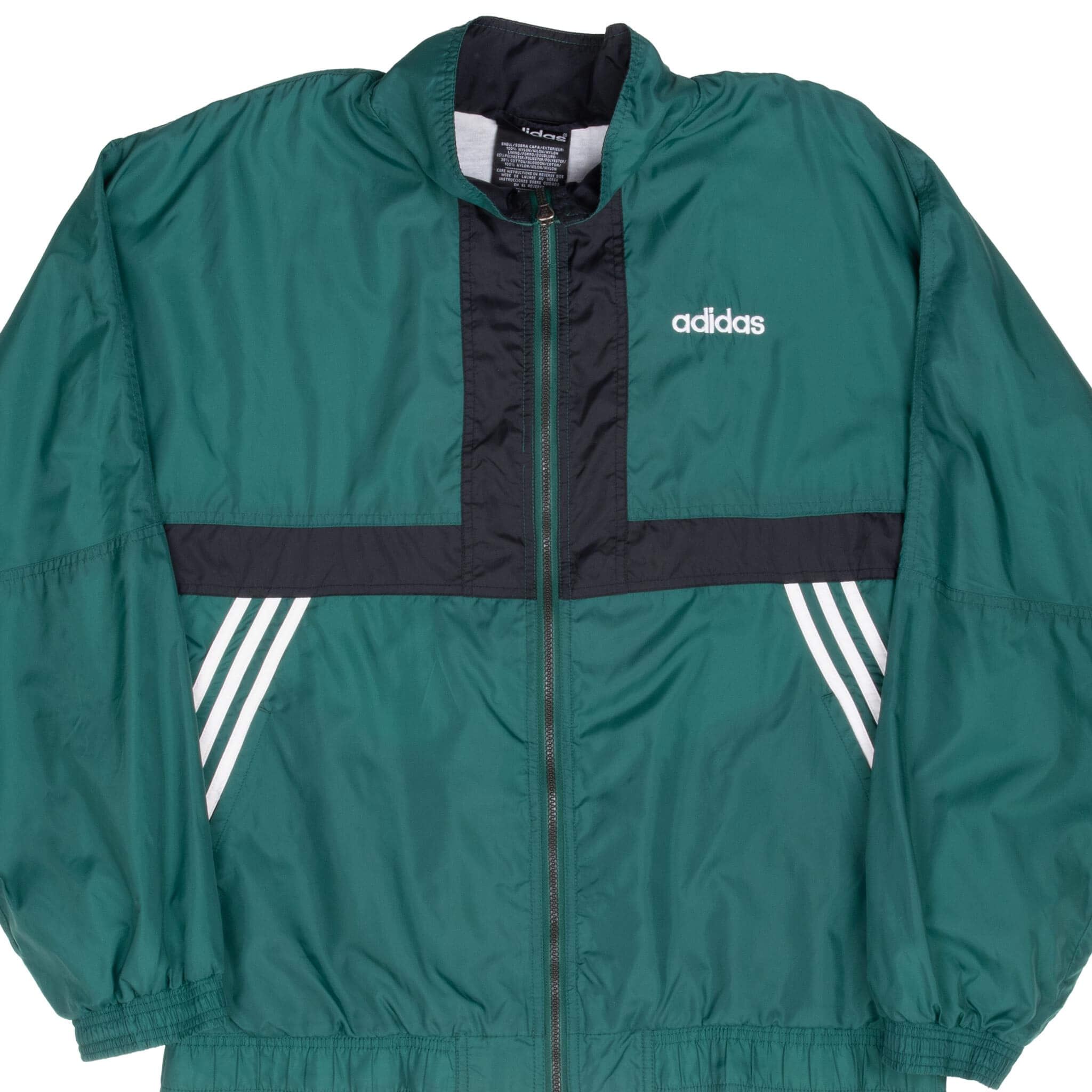 Vintage Adidas Green Windbreaker Jacket 1990s Large - Retro Athletic Outerwear for Running, Hiking & Casual Street Style