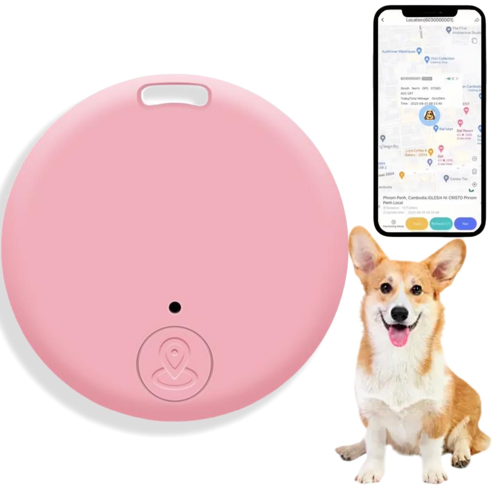 Mini Magnetic GPS Tracker for Vehicles & Pets - Portable Anti-Lost Car Tracking Device with Strong Magnet - Worldwide Real-Time Location System (Pink) - Perfect for Vehicle Security & Pet Safety
