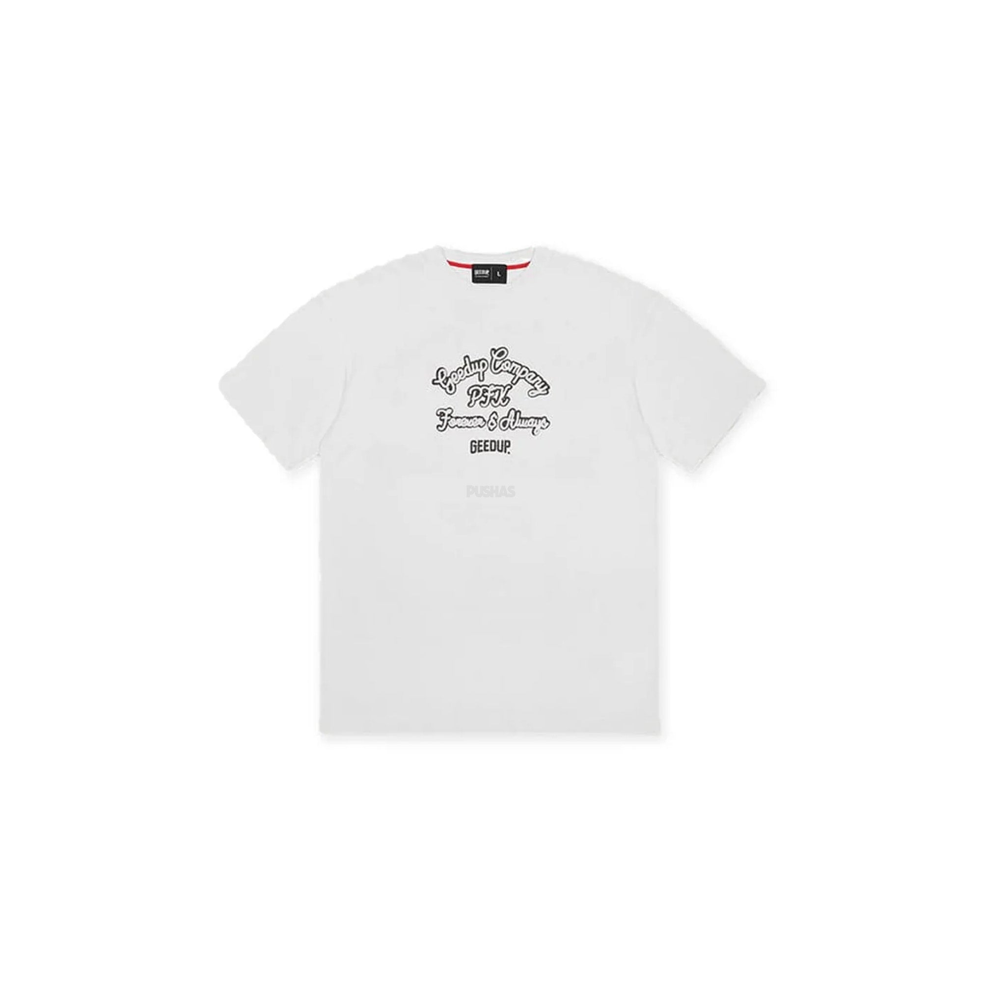 Geedup Company Men's Graphic T-Shirt - White/Navy - Comfortable Cotton Tee for Casual Wear & Street Style