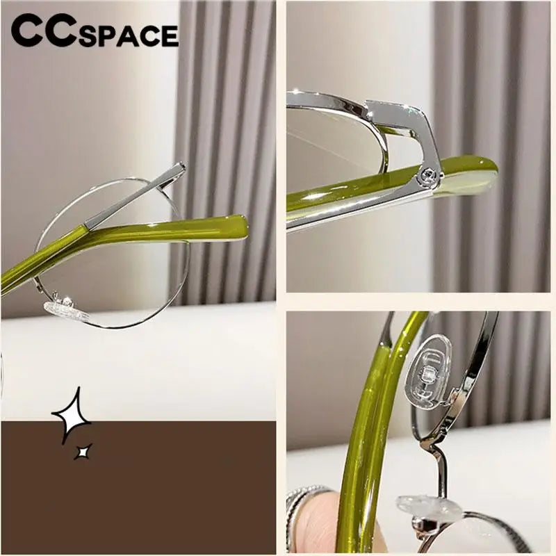 CCspace Unisex Full Rim Oval Alloy Acetate Eyeglasses 57243 - Lightweight & Durable Frame for Men & Women - Perfect for Reading, Work, and Everyday Wear