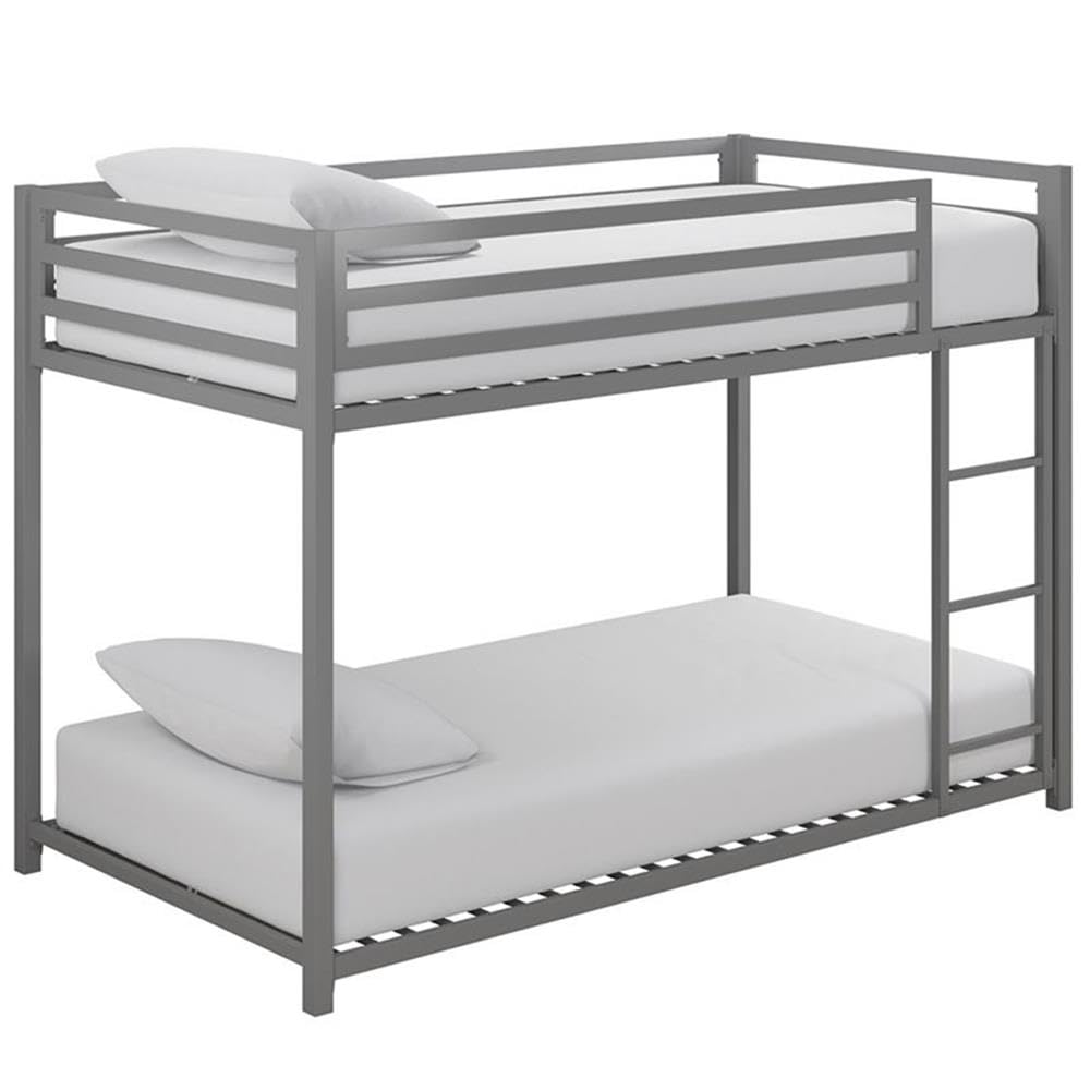 Rosebery Kids Twin Over Twin Metal Bunk Bed - Silver Finish | Space-Saving Bed for Siblings & Sleepovers | Perfect for Small Bedrooms & Shared Kids Rooms