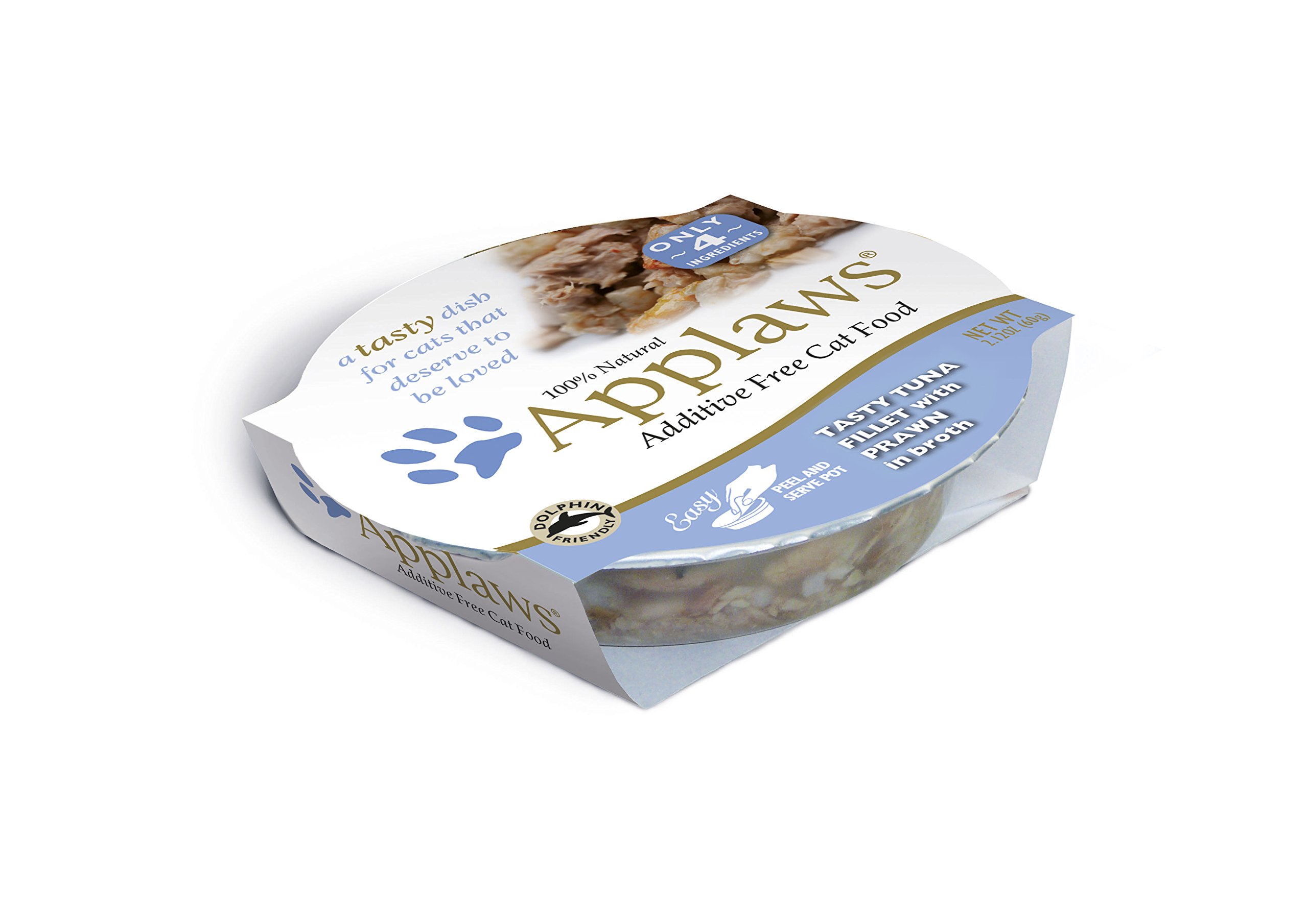 Applaws Premium Tasty Tuna Fillet with Prawn Wet Cat Food - Grain Free, Natural Ingredients - 18 Pack (2.12oz Cups) - Perfect for Adult Cats & Kittens at Mealtime or as a Tasty Treat