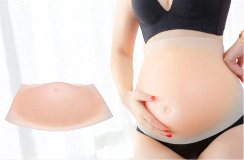 Realistic Fake Pregnancy Belly (7-8 Months) - Soft Silicone Maternity Prop for Pregnant Women, Cosplay, Halloween Costume, Comedy Skits & Prank Gifts - Breathable Skin-Tone Belly (7-8 Month Size)