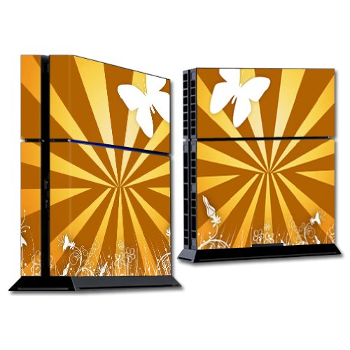 MightySkins Protective Skin Wrap Sticker for Sony PlayStation 4 (PS4) Console - Brown Butterfly Design | Durable Vinyl Decal for Gaming Setup & Personalization