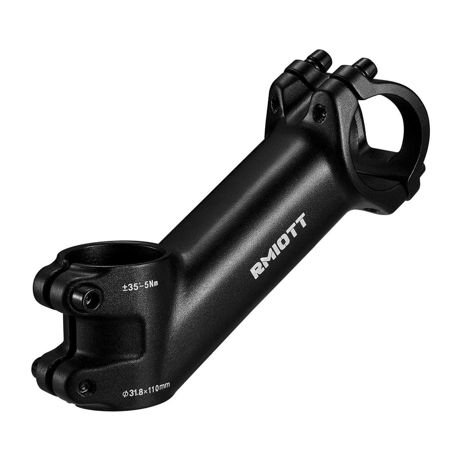 Rmiott 31.8 Bike Stem 70mm 80mm 90mm 110mm Length 35 Degree Handlebar Riser - Aluminum Black MTB Road Bicycle Stem for Mountain & Road Bikes - Perfect for Climbing, Commuting and Trail Riding