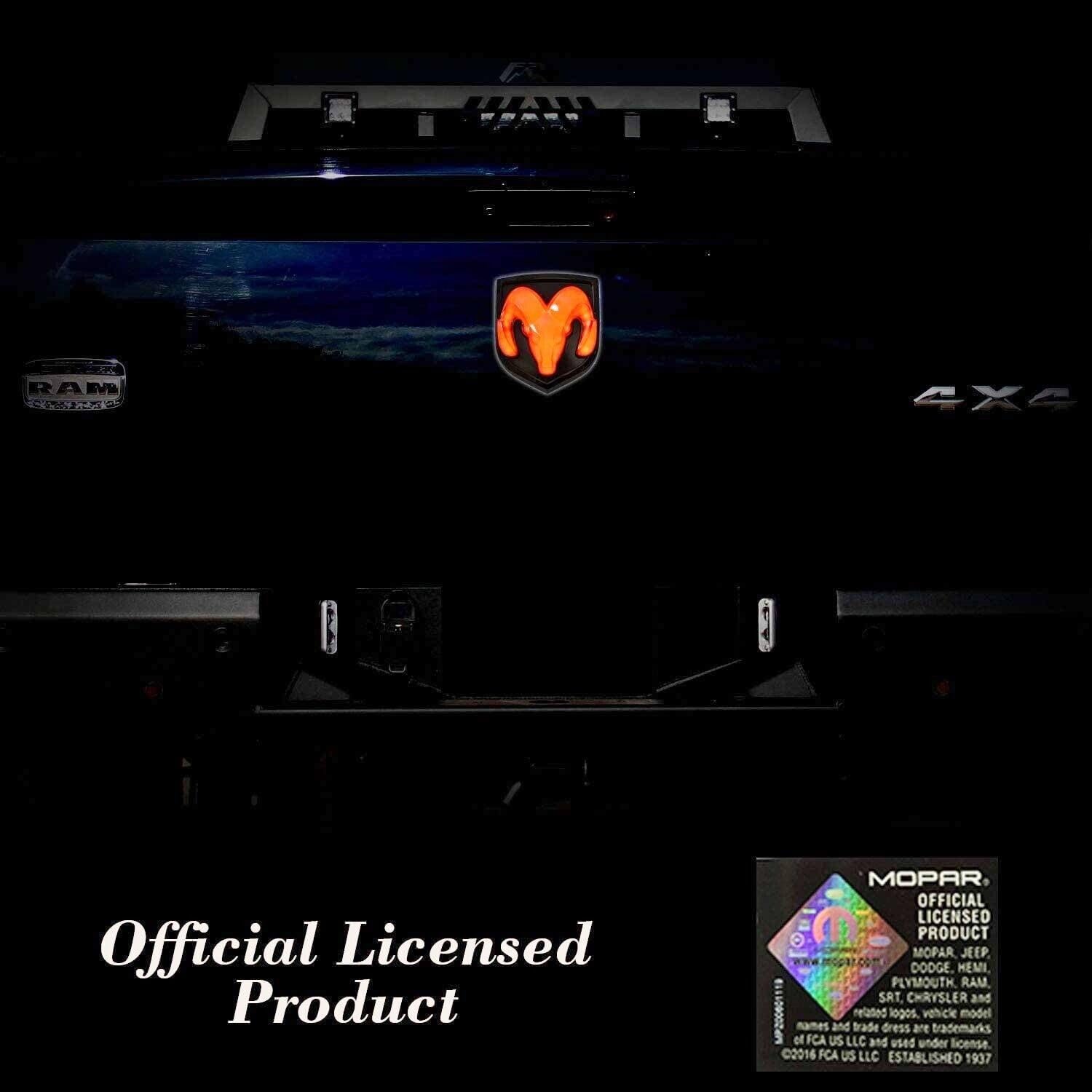 Officially Licensed Illuminated LED Tailgate Emblem for 2009-2014 RAM 1500 2500 3500 Trucks - Chrome Badge Light Up Decal | Upgrade Your Truck's Night Visibility & Style