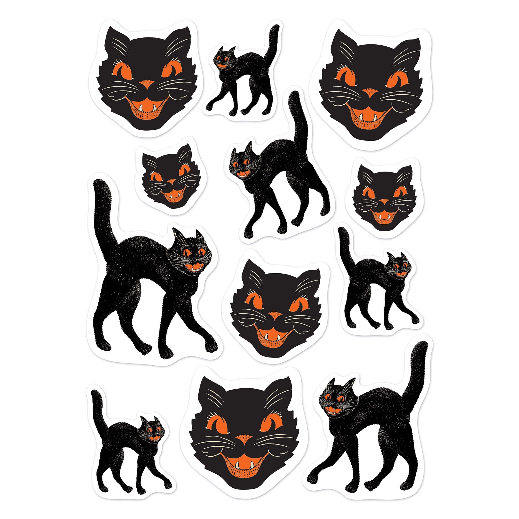 12 Packs Beistle Vintage Halloween Black Cat Stickers (48 Total) - Self-Adhesive Decorations for Party, Scrapbooking & DIY Crafts - Perfect for Halloween Party Favors, Gift Wrapping & Home Decor