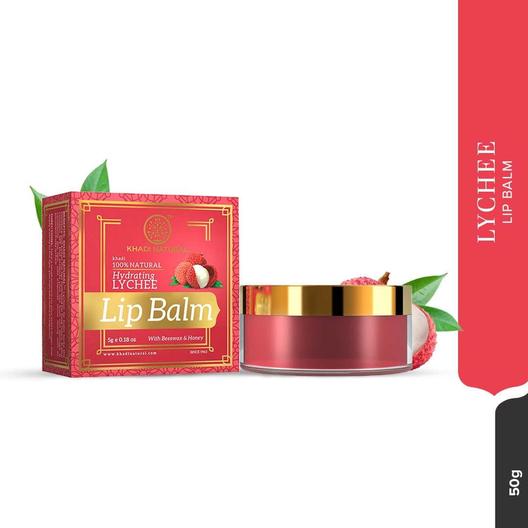 Khaddi Natural Lychee Lip Balm with Beeswax & Shea Butter - Moisturizing Lip Care for Dry, Chapped Lips - Vegan, Chemical-Free, Unisex Lip Balm (0.17oz) - Perfect for Daily Hydration & Winter Lip Protection