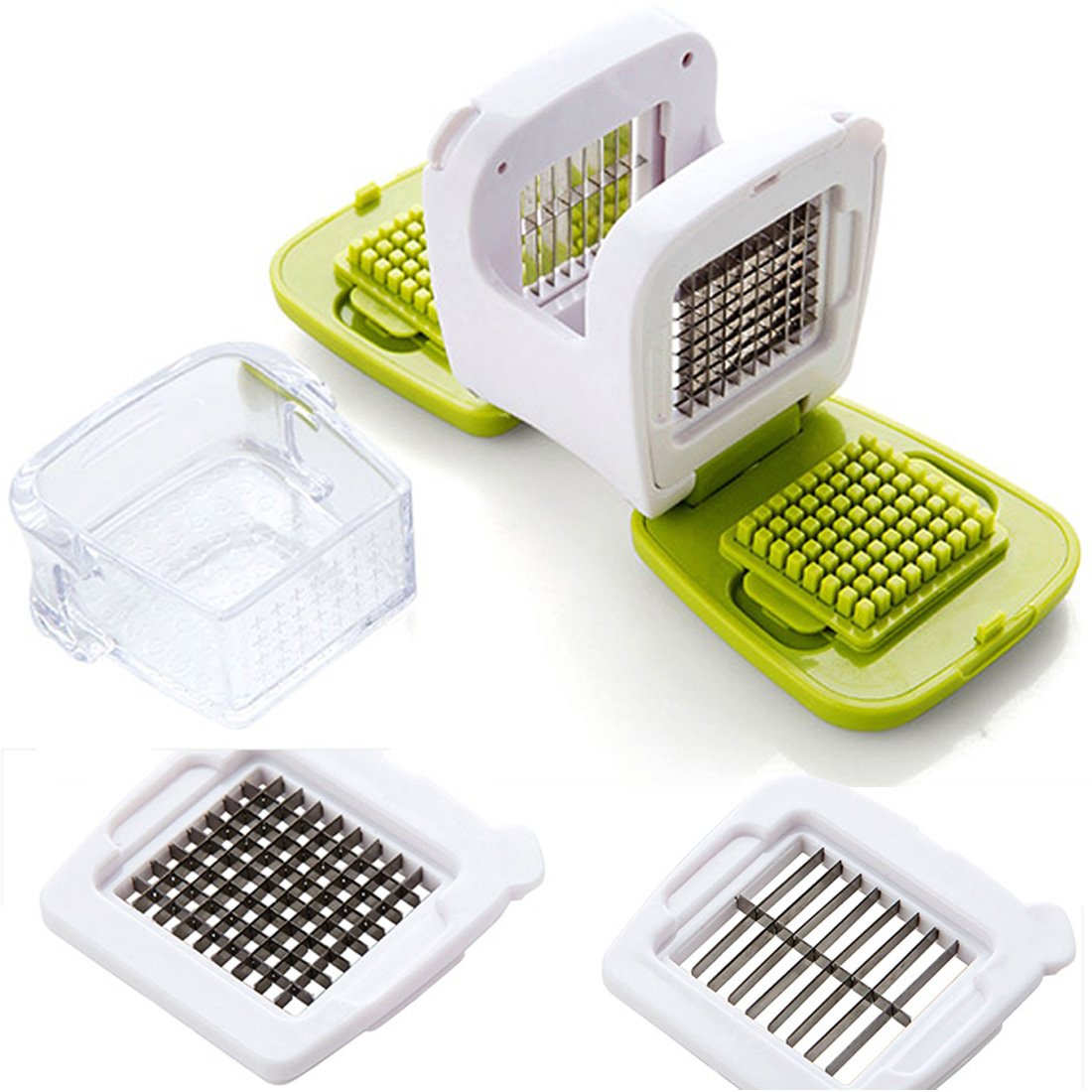 Premium Garlic Ginger Press & Multi-Function Chopper - Stainless Steel Mincer, Dicer, Grater for Effortless Cooking | Ideal for Slicing, Grinding Herbs & Preparing Sauces | Durable Kitchen Gadget with Silicone Peeler (Green)