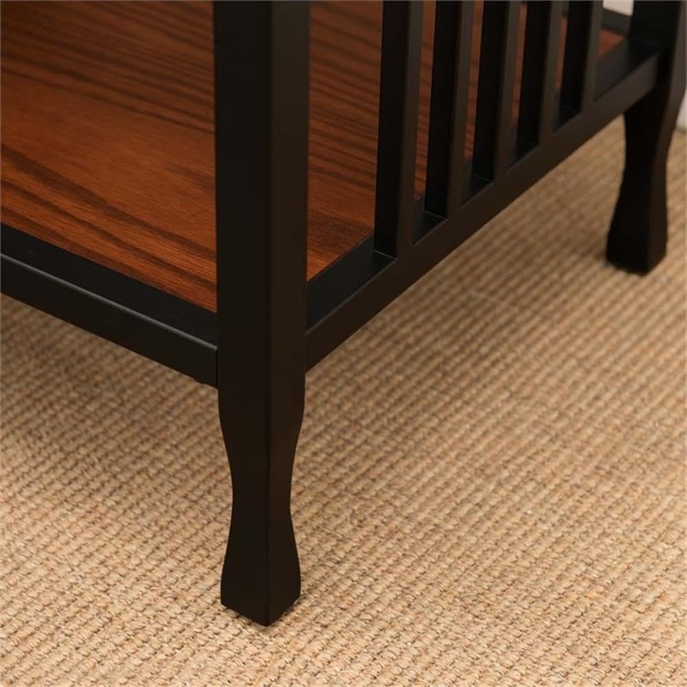 BOWERY HILL Solid Hardwood Nightstand with 1 Drawer - Mission Oak Finish for Bedroom, Living Room, or Office Storage