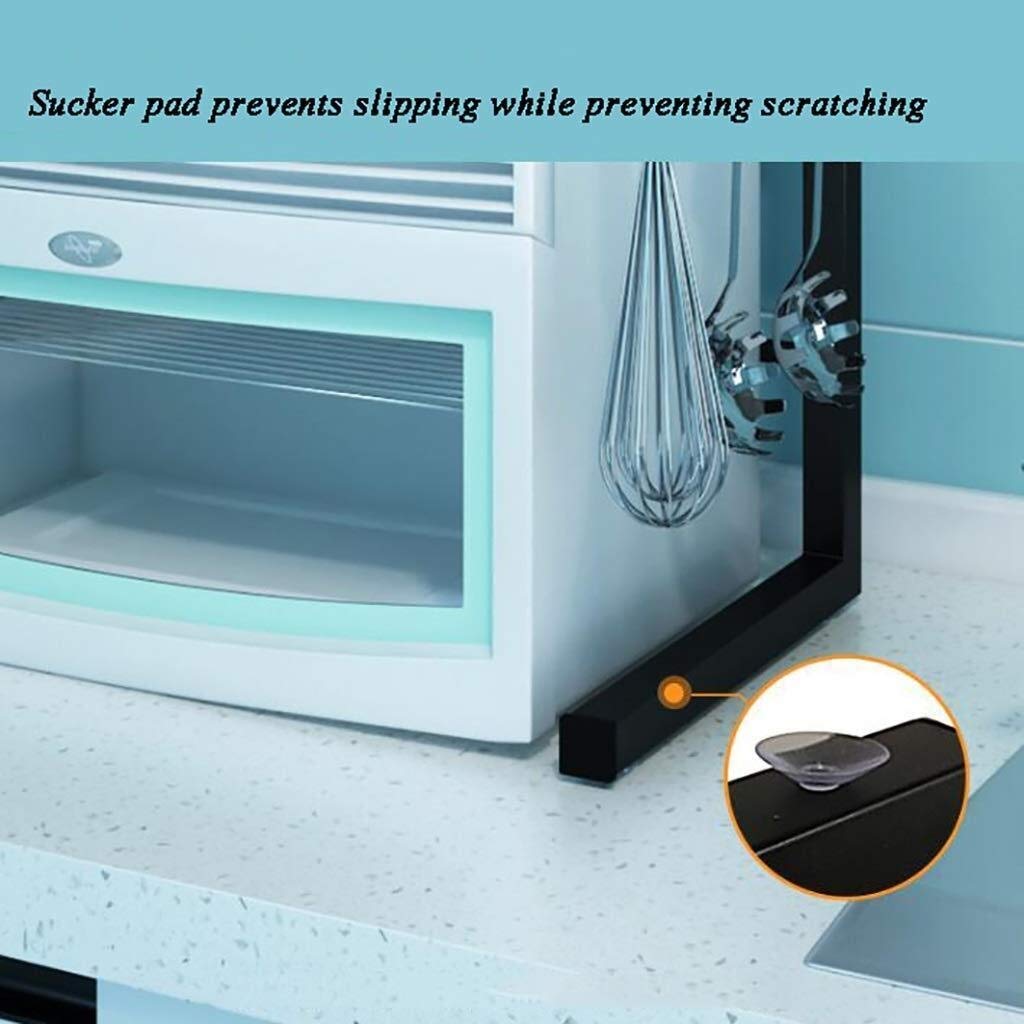 3-Tier Carbon Steel Kitchen Storage Shelf - Microwave & Oven Rack for Spices, Utensils & Cutlery Organization | Space-Saving Solution for Pantry, Cabinet & Countertop Storage (Black)