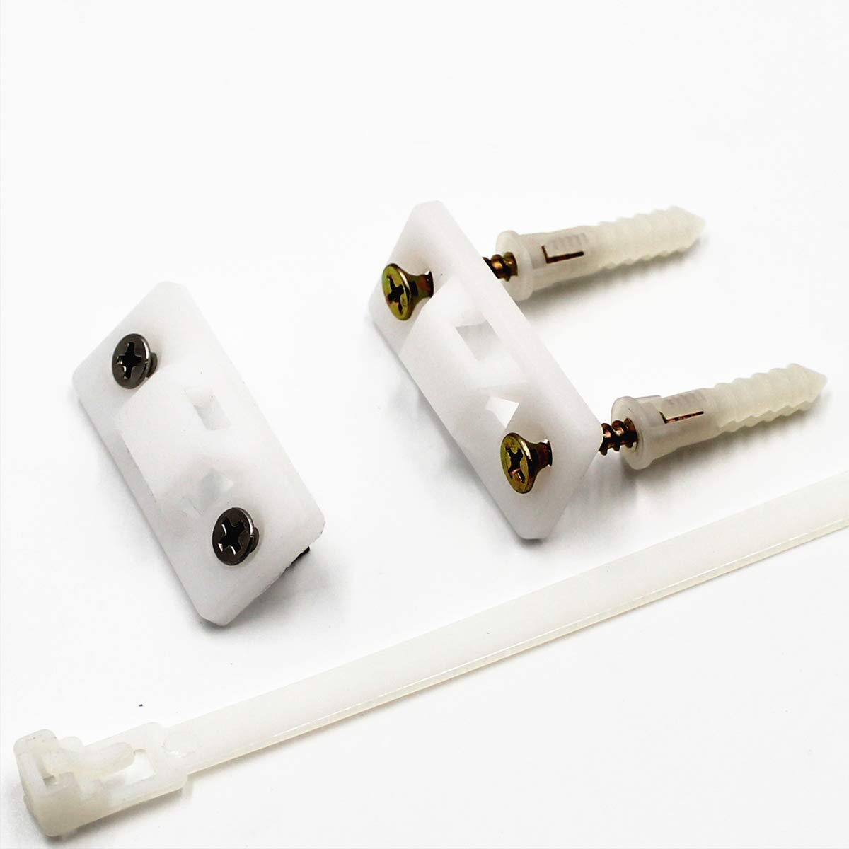 Heavy Duty Furniture Wall Anchors & Anti-Tip Straps - Adjustable Safety Brackets for Dressers, Bookshelves, Cabinets, TV Stands, Wardrobes & Tables (6-Pack, White) - Prevent Tip-Over Accidents in Kids' Rooms & Home Offices