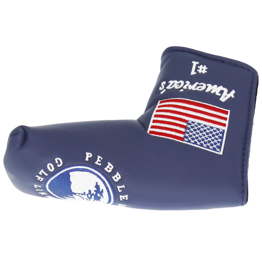 Premium Pebble Beach Golf Putter Headcover - USA Flag Design for Scotty Cameron Putters | Durable Blade Cover for Golf Enthusiasts | Perfect for Course Play & Club Protection