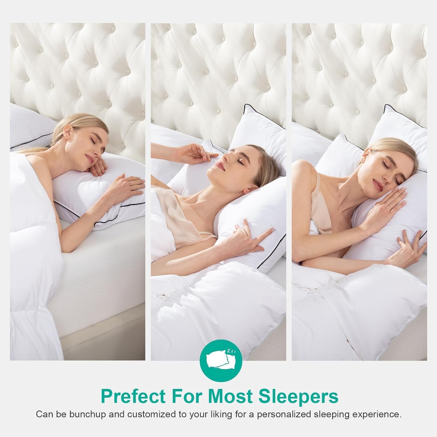 APSMILE Medium Firm King Size Feather Down Pillow Set of 2 - 100% Organic Cotton Cover Hotel Quality Bed Pillows for Side, Back & Stomach Sleepers - Perfect for Luxury Home & Hotel Use (White, 20x36 Inches)