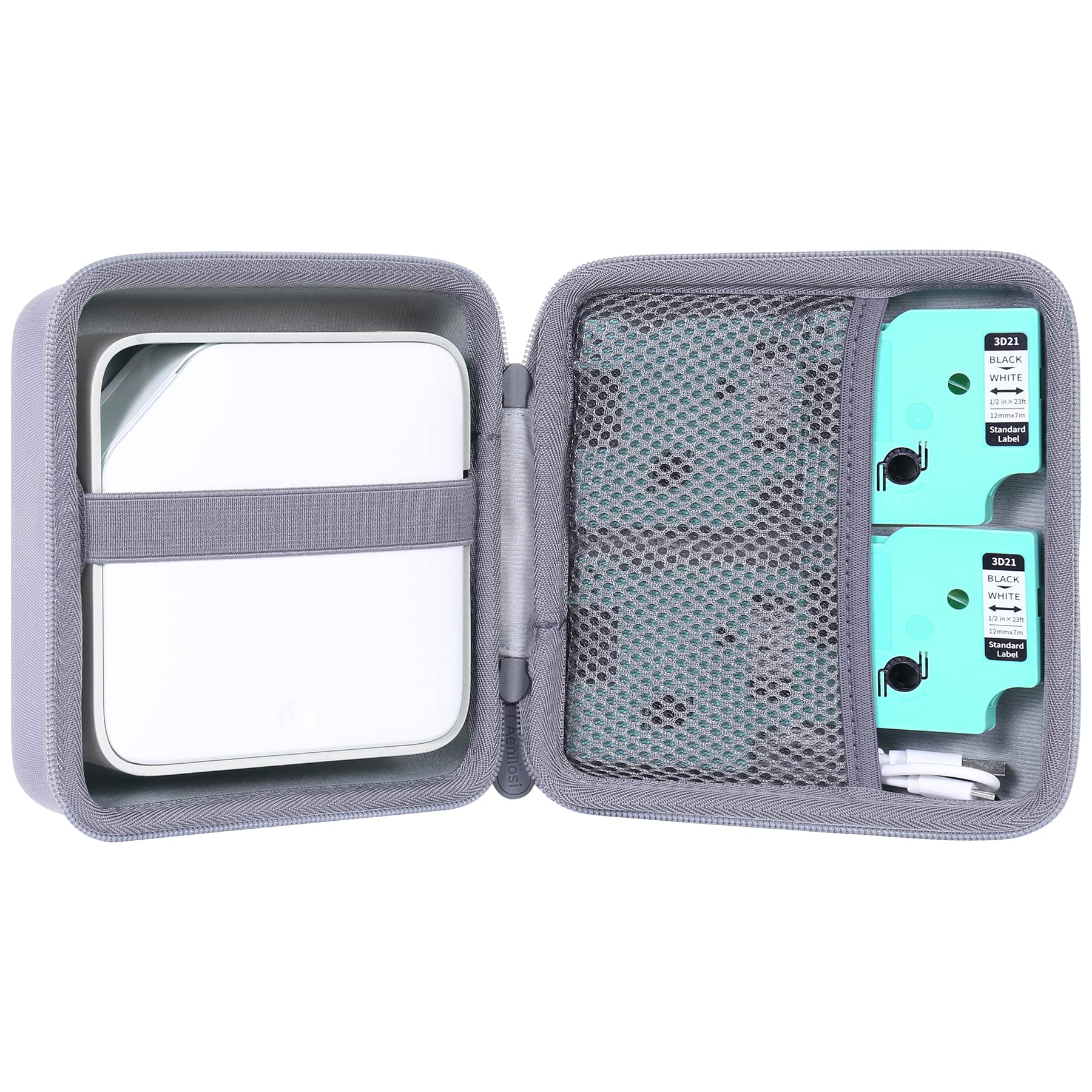 Aenllosi Hard Protective Carrying Case for Vixic D1600 Rechargeable Label Printer - Durable Grey Storage Pouch with Secure Fit - Perfect for Office, Warehouse & Retail Labeling Needs