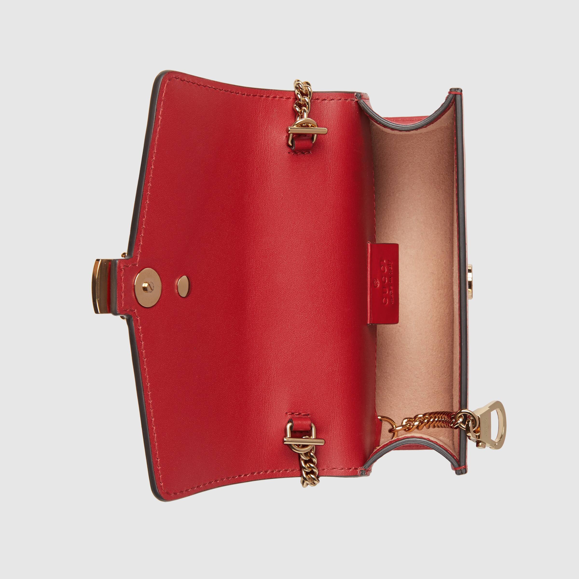 Gucci Sylvie Leather Mini Chain Bag for Women - Hibiscus Red Crossbody Purse | Perfect for Parties, Date Nights & Everyday Use