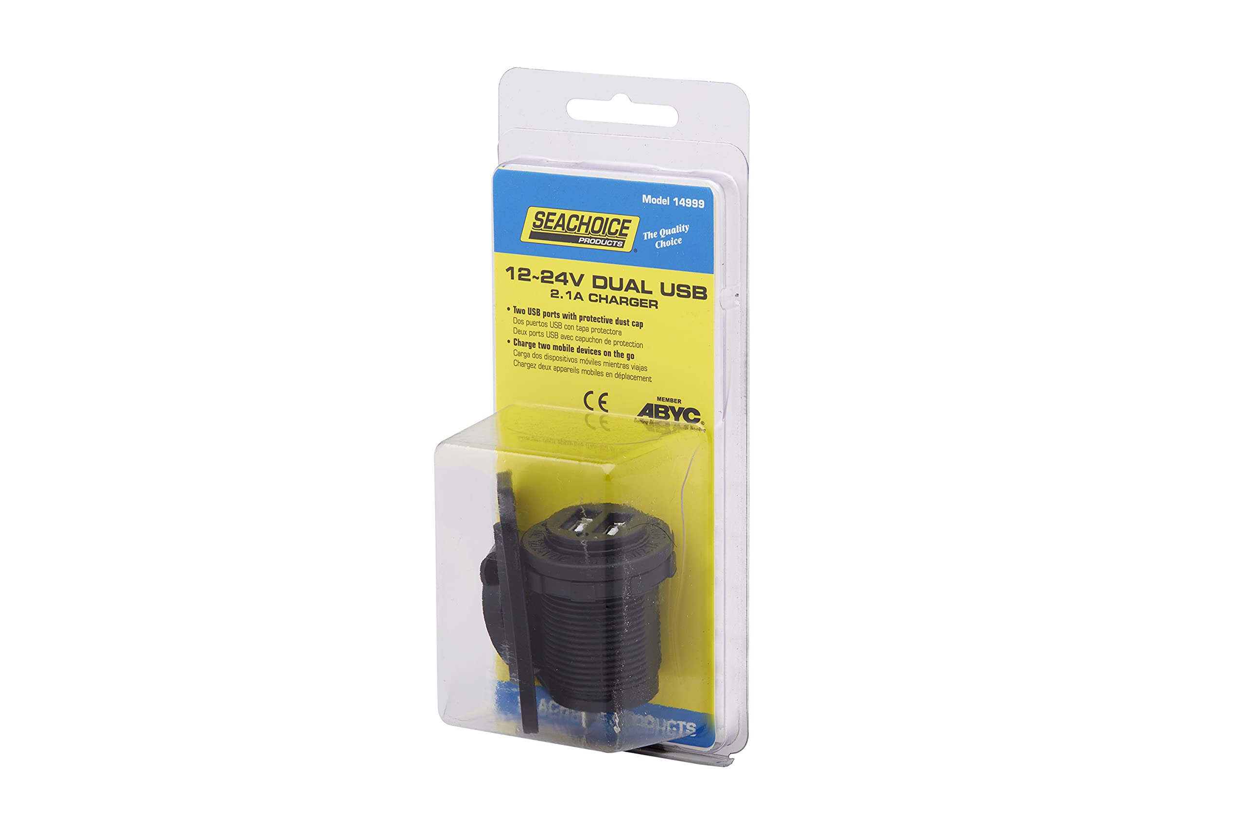 Seachoice Dual USB Charger 12V Marine Boat Accessory Socket - Fast Charging for Phones, Tablets & GPS on Boats, RVs & Trucks
