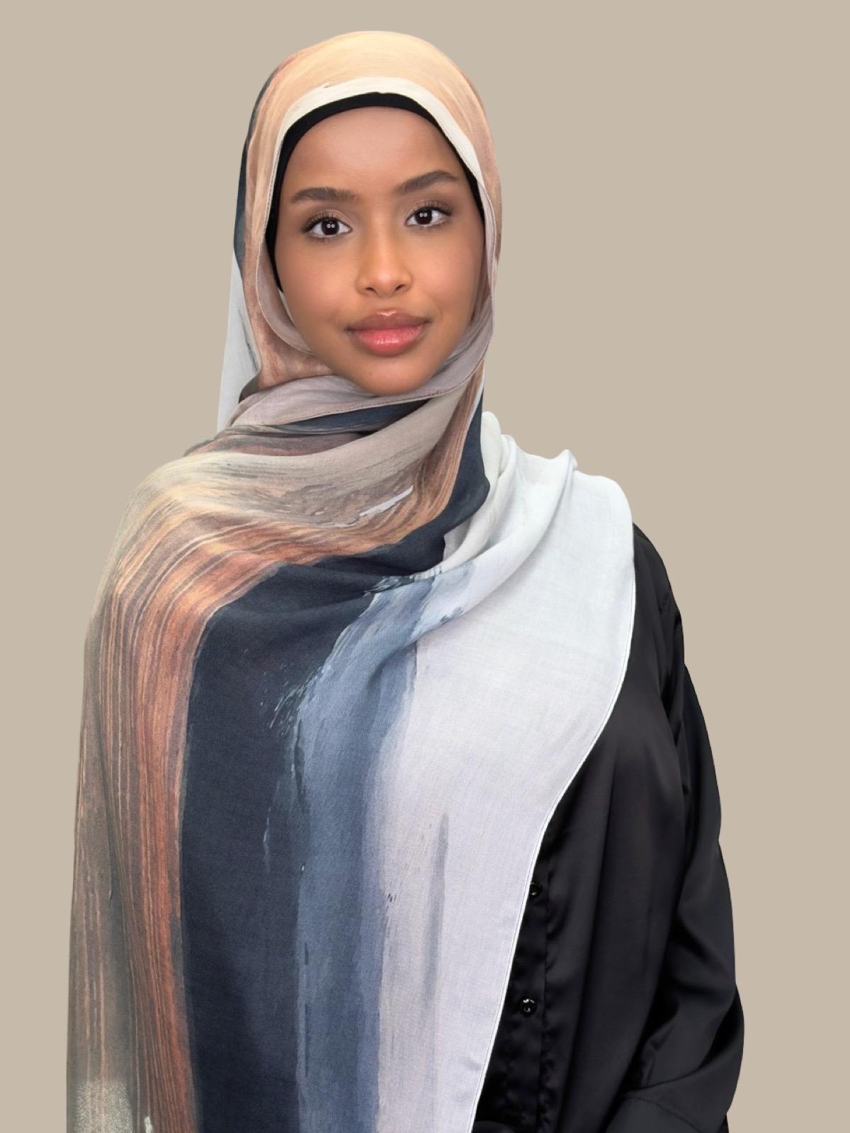 Print Modal Hijab Sahara Drift - Soft & Breathable Muslim Headscarf for Women - Perfect for Daily Wear, Prayer, and Special Occasions