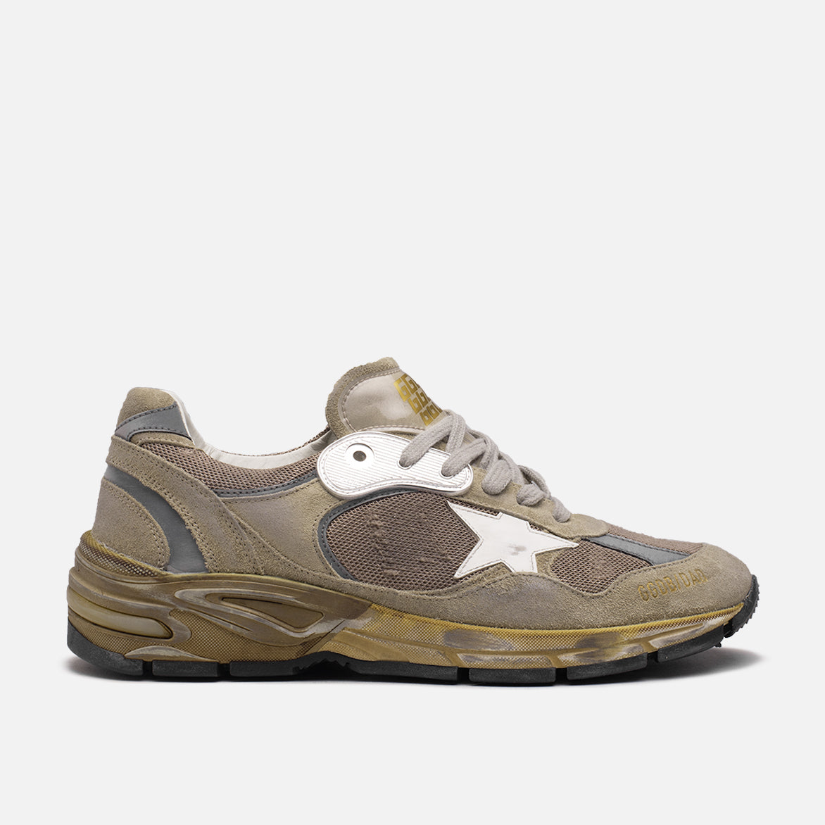 DAD STAR Men's Casual Sneakers in Taupe, White & Silver - Comfortable Walking Shoes for Everyday Wear, Gym & Outdoor Activities
