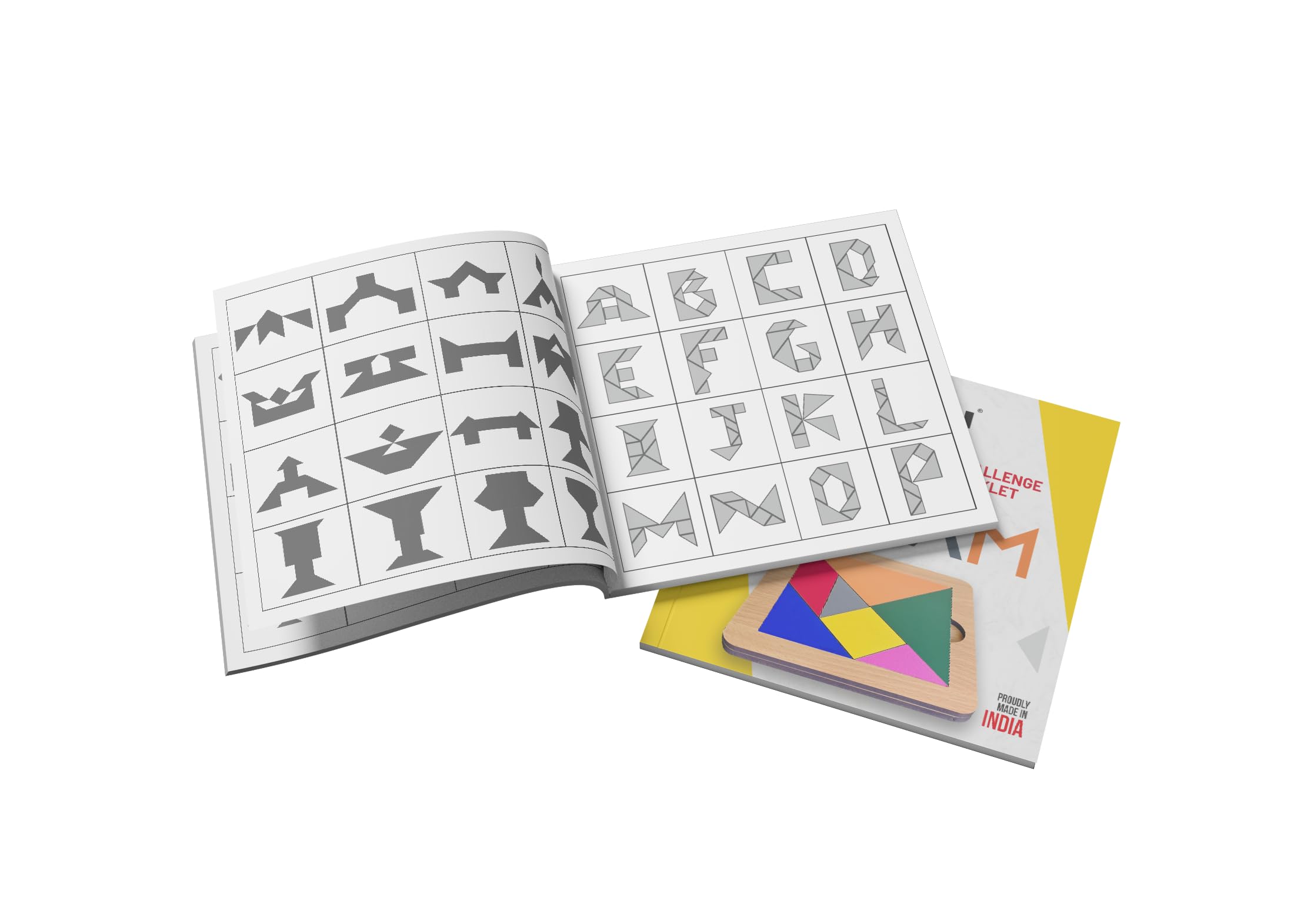 ZUDO TOYS Wooden Tangram Puzzle Set with 384 Patterns - Montessori STEM Educational Toy for Kids & Adults, Brain Teaser Logic Blocks for Classroom, Homeschool & Family Game Night
