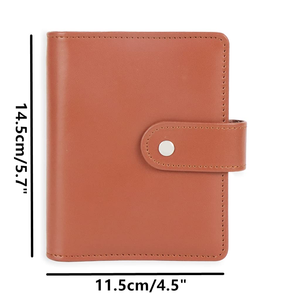 A7 Planner Binder - PU Leather Notebook Organizer with Snap Button Closure, Macaron Brown | Budget Binder for A7 Refills, Cash Envelopes & File Folders | Perfect for Home Office, School & Personal Finance Management