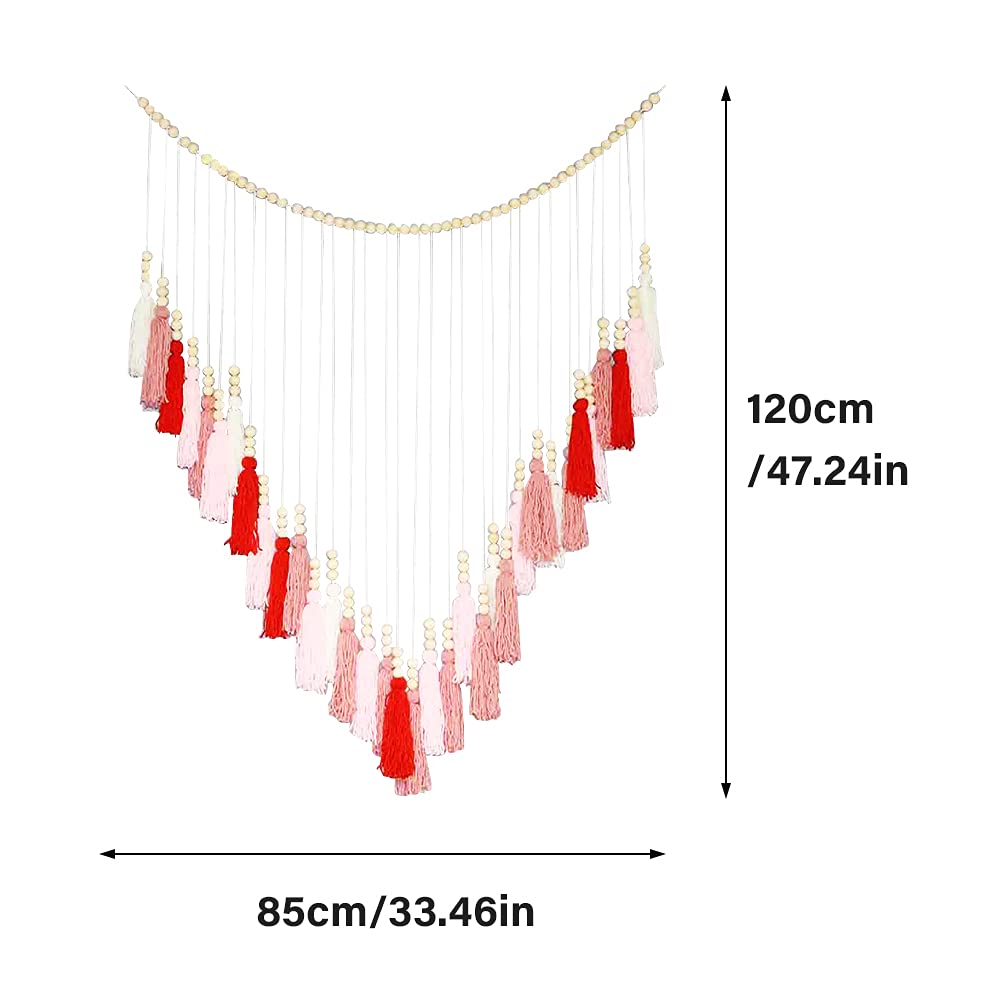 Bohemian Macrame Wall Hanging with Wood Beads - Home Decor for Bedroom & Living Room