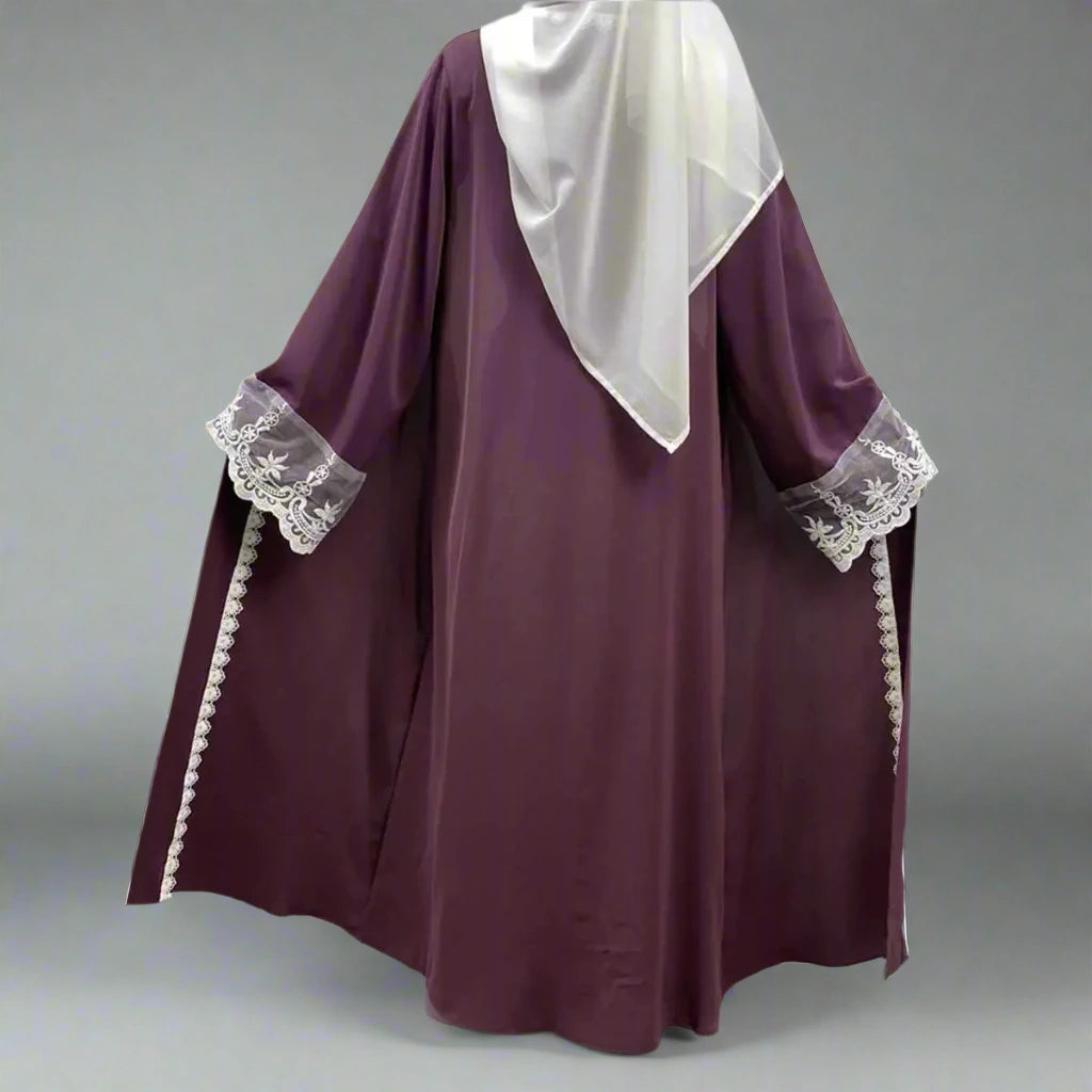 Elegant Muslim Women's Open Abaya Dress with Embroidery - Perfect for Prayer, Eid, and Special Occasions