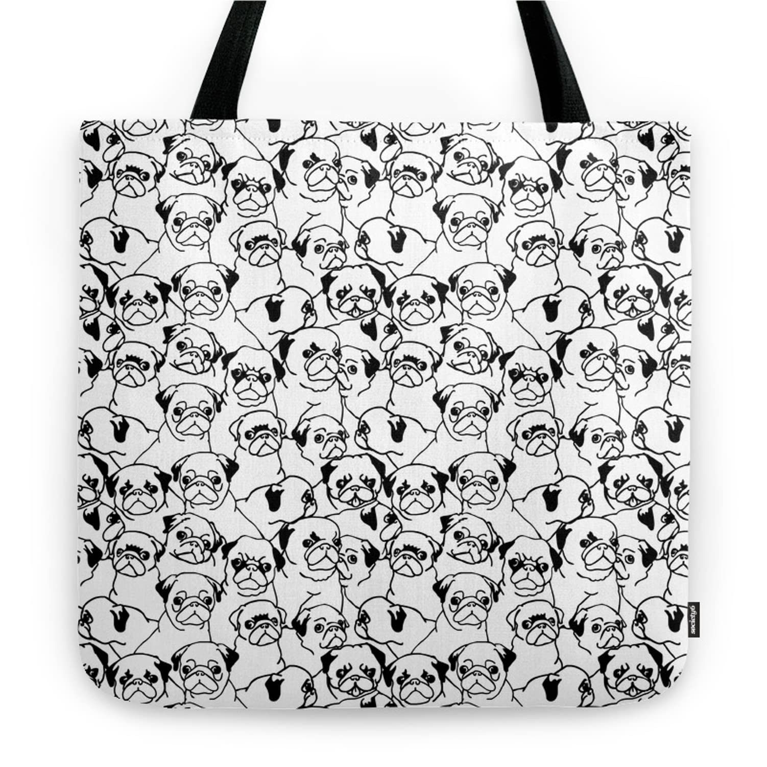 Stylish Society6 Oh Pugs by Huebucket Canvas Tote Bag - 18