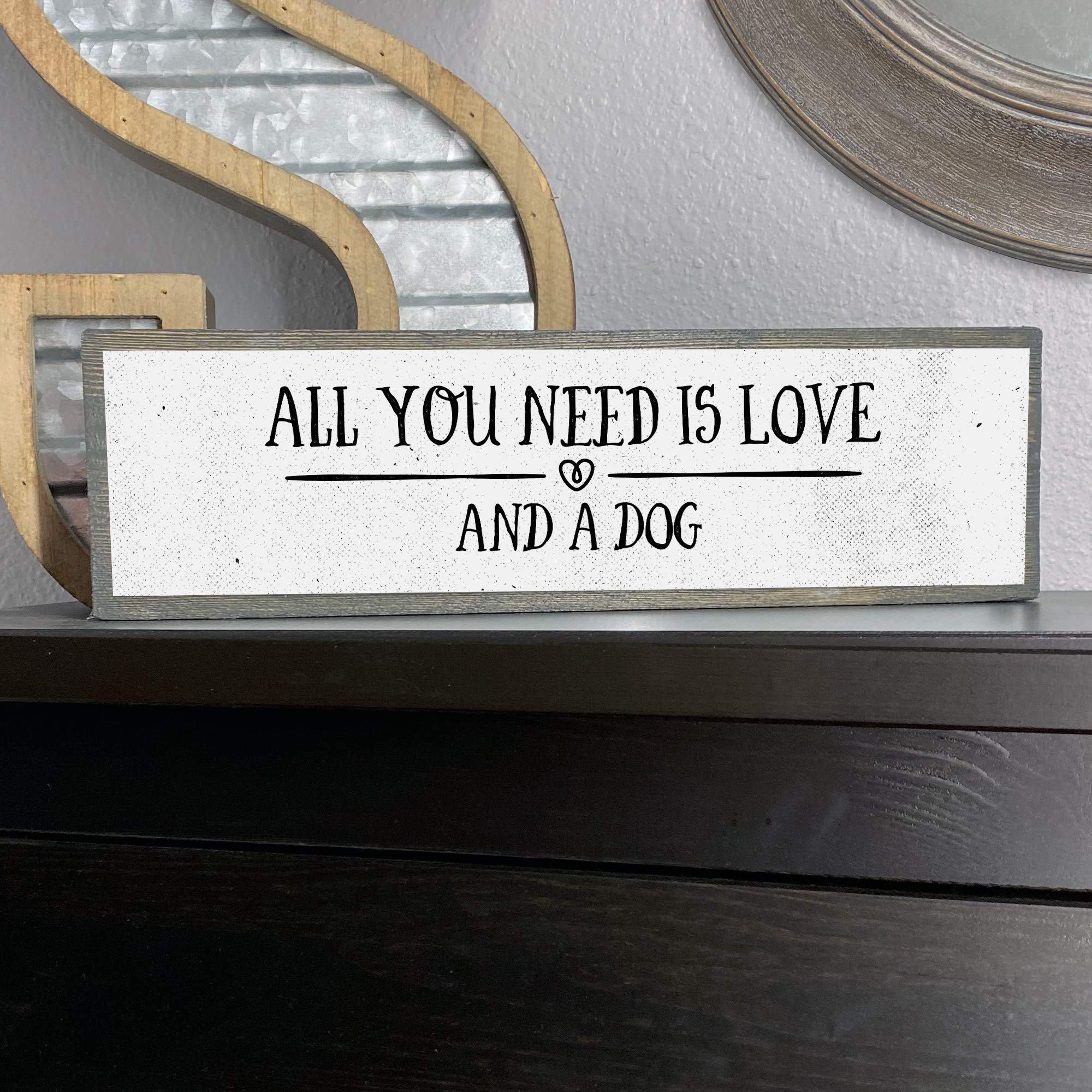 Handmade Metal & Wood Dog Sign - Rustic Wall Decor Art for Dog Lovers - Farmhouse Style Pet Gift - Perfect for Living Room, Bedroom or Nursery Decor