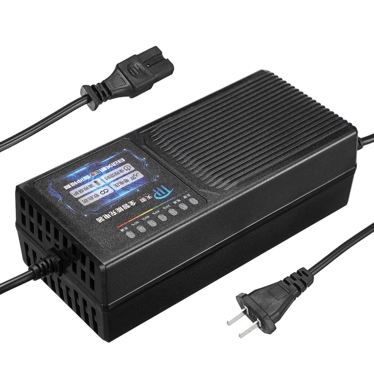 48V 20AH Electric Bike Battery Charger with 7-LED Power Display & Leakage Protection - Fast Charging for Lead Acid Batteries - Perfect for E-Bikes, Scooters, and Golf Carts