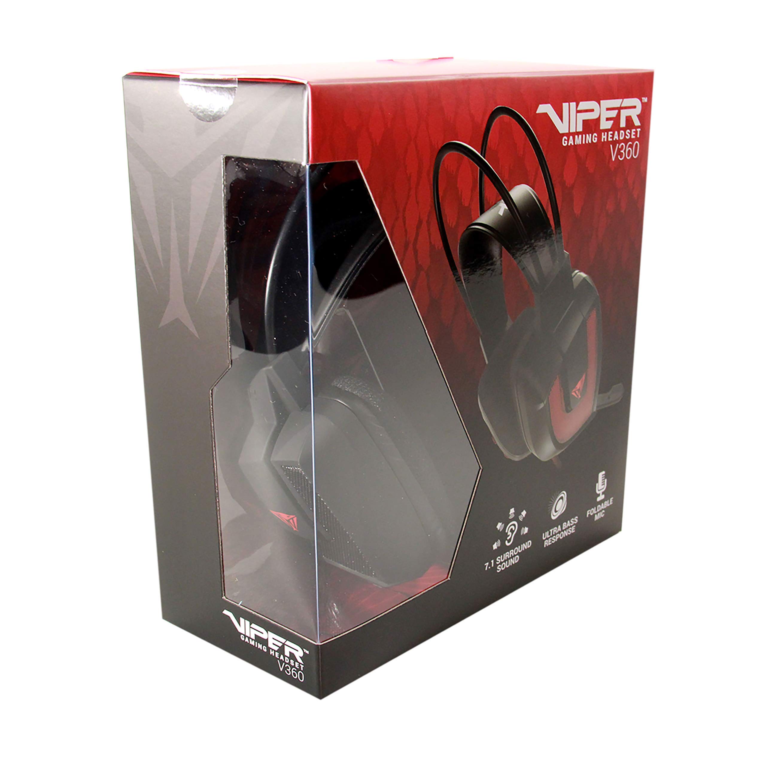 Patriot Viper V360 7.1 Virtual Surround Sound Gaming Headset with Noise Cancelling Mic - RGB Lighting - Comfortable Memory Foam Earpads - for PC, PS4, PS5, Xbox (PV3607UMLK) - Perfect for FPS, MOBA & Streaming