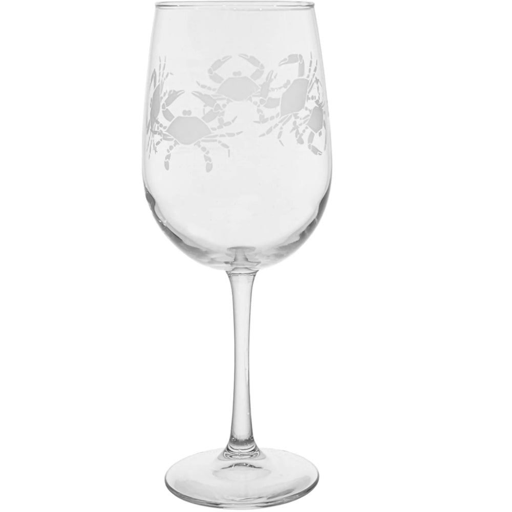 Blue Crab Stemless Wine Glass - Set of 4 Shatterproof Glasses for Red & White Wine, Perfect for Beach Parties, Picnics & Outdoor Dining
