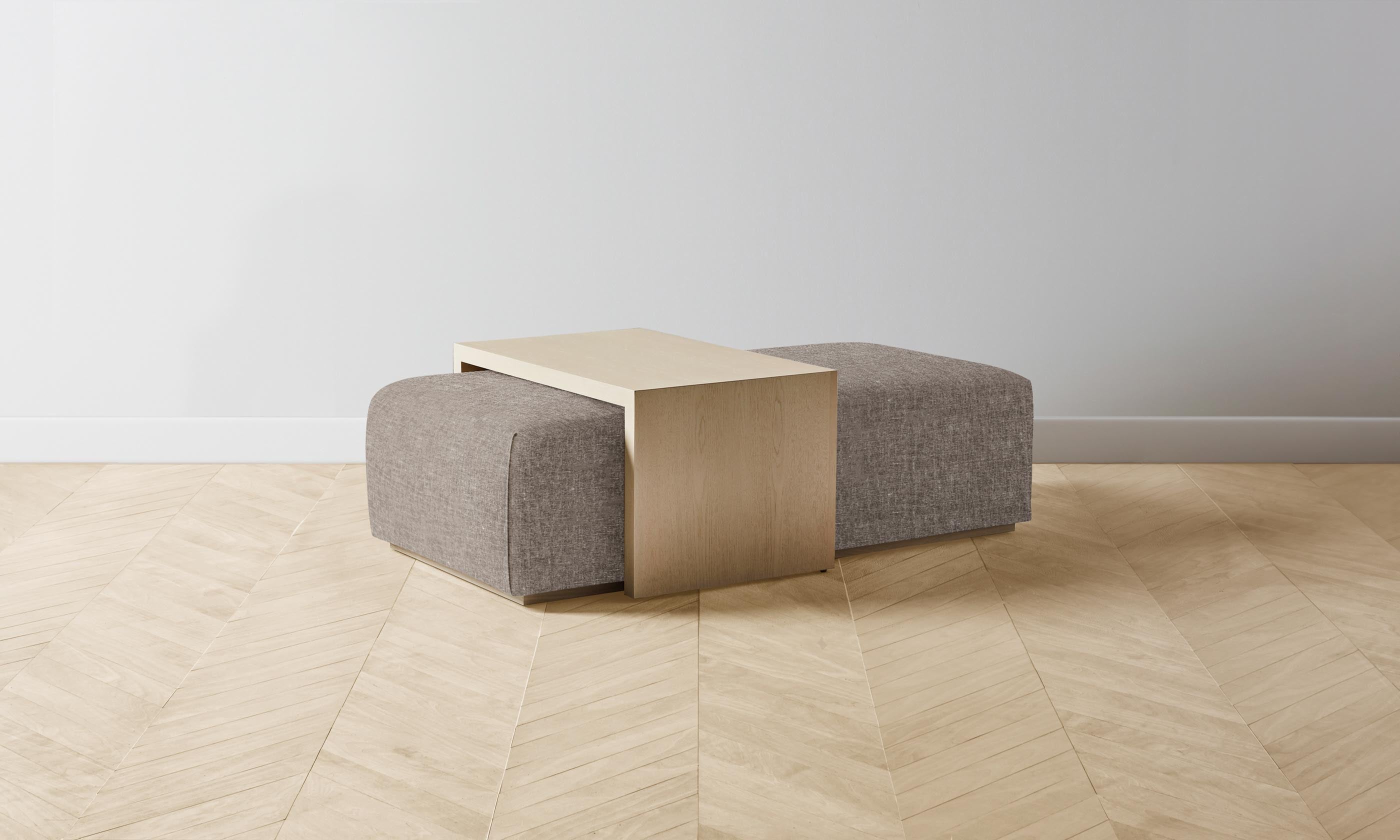 The Bowery Ottoman - Heritage Belgian Linen in Carob Brown | Modern Living Room & Bedroom Footrest Stool