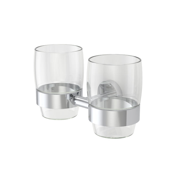 Caroma Cosmo Chrome Metal Double Tumbler Holder - Stylish Cup Holder for Kitchen Countertop, Bar or Outdoor Dining
