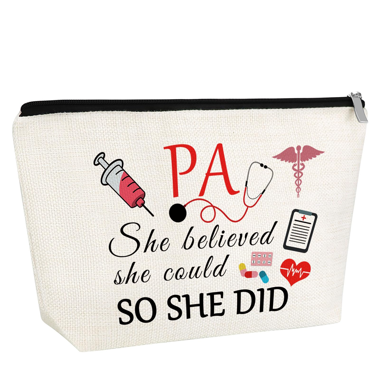 Physician Assistant Gifts for Graduation - Inspirational Travel Makeup Bag for PA, Nurse & Medical Students - Perfect for Clinical Rotations & Hospital Shifts