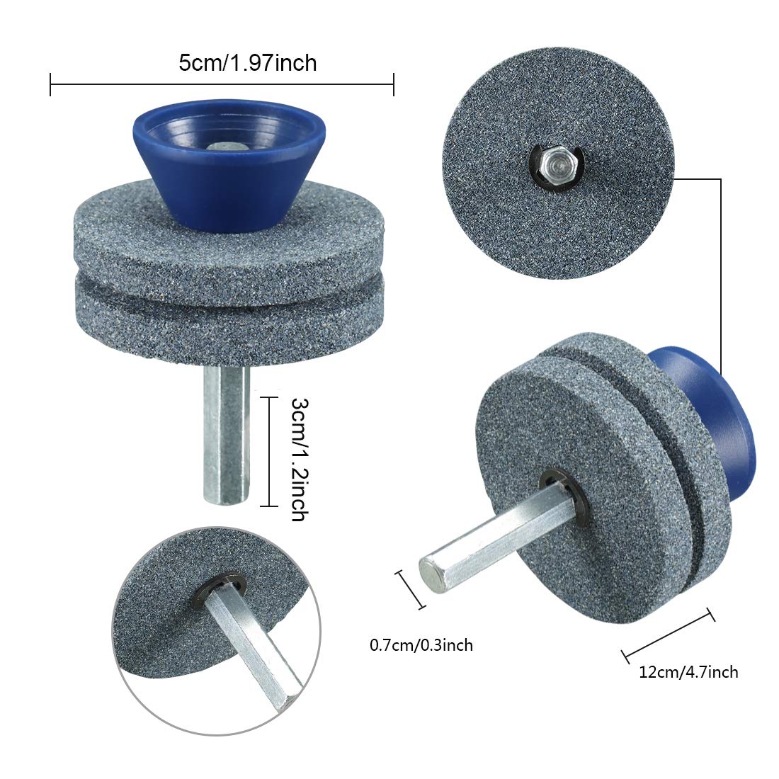 Premium Double Layer Corundum Lawn Mower Blade Sharpener - Universal Drill Attachment for Power/Hand Drills - Durable Grindstone Wheels for Easy Sharpening (Gray) - Perfect for Home Lawn Care & Professional Landscaping