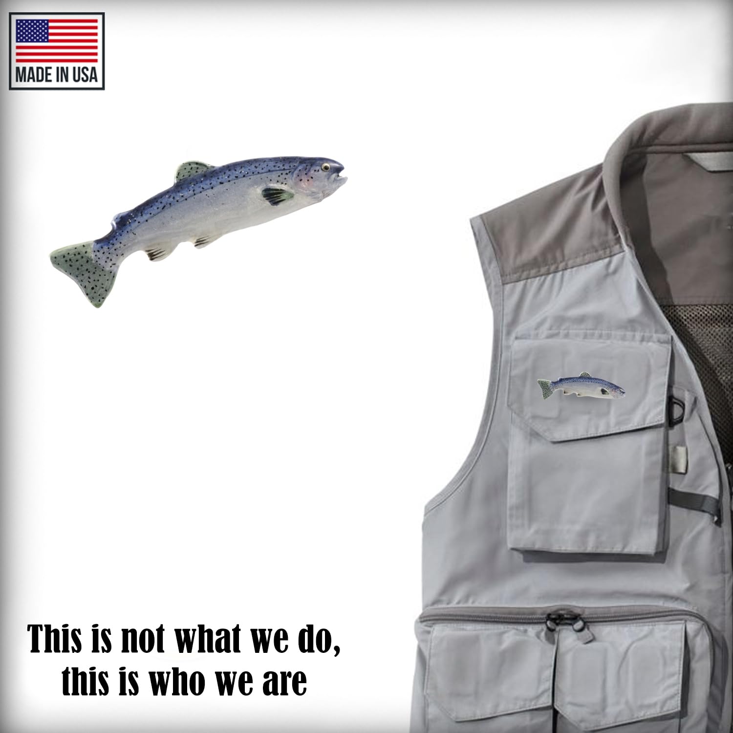 Steelhead Fish Lapel Pins for Women - Handmade in USA, 200 Unique Designs - Hat Pins, Brooches, Jewelry Gifts for Fishing Enthusiasts (Perfect for Outdoor Events, Fishing Trips & Collector Displays) FP030D