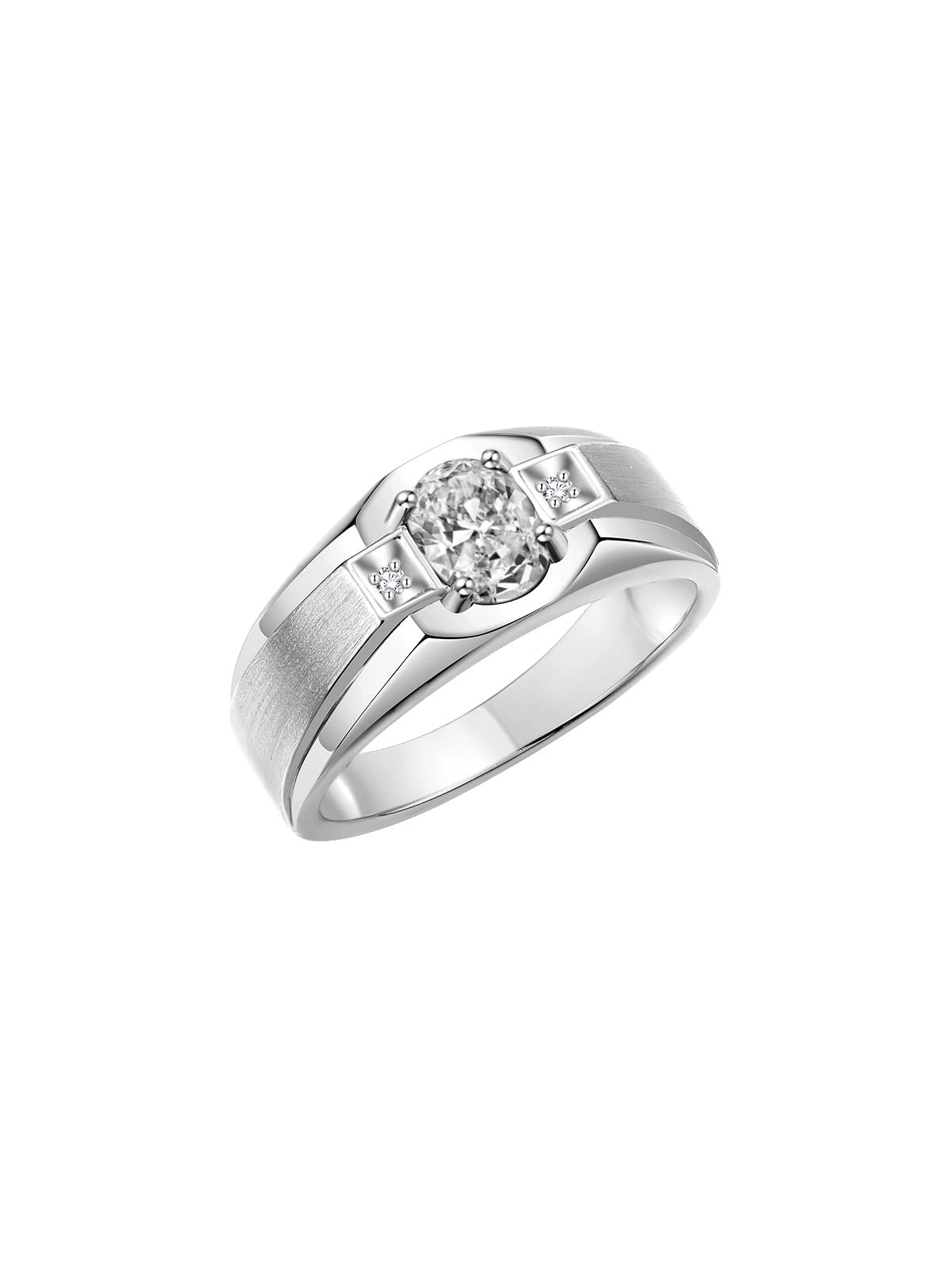 Rylos Men's Sterling Silver 7X5MM Oval Gemstone & Diamond Ring - Classic Birthstone Jewelry for Men, Size 8-13 | Perfect for Weddings, Anniversaries & Gifts