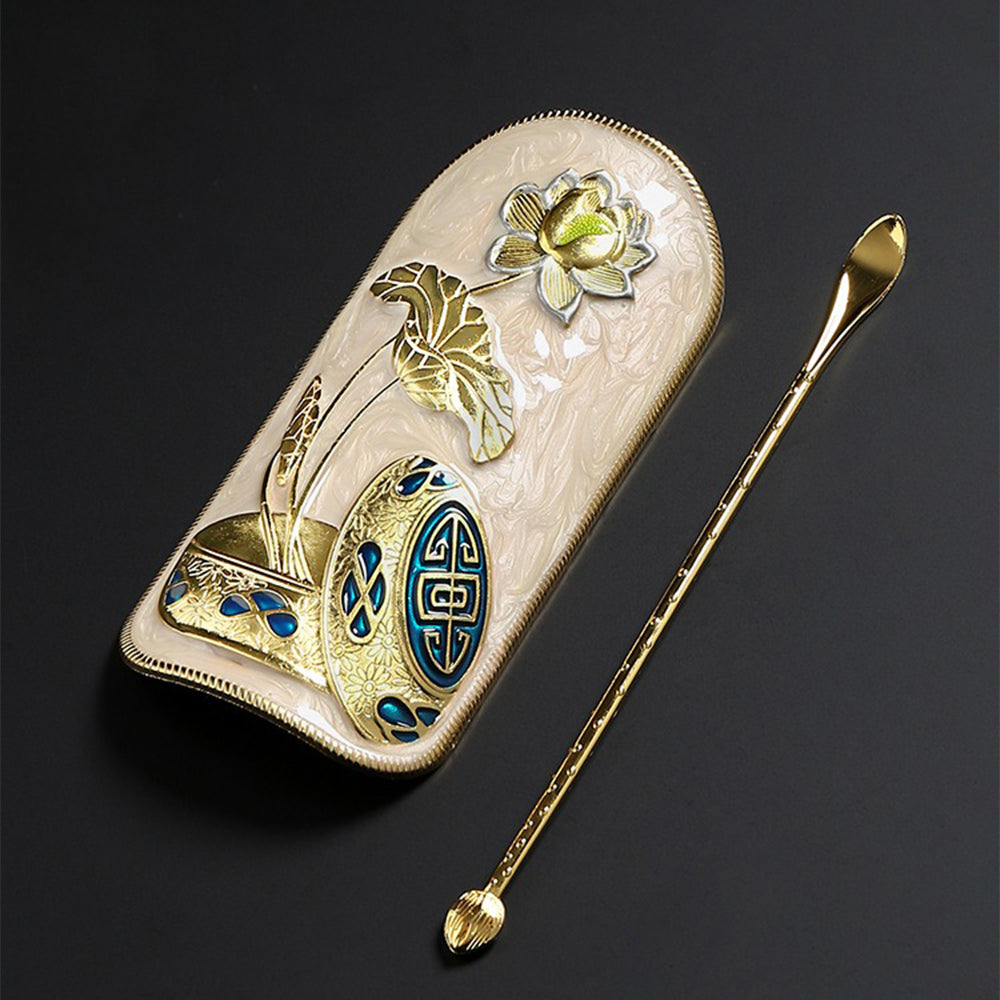 Premium Alloy Lotus Tea Scoop with Spoon - Perfect for Gongfu Tea Ceremony, Loose Leaf Tea Brewing & Tea Tasting Accessories