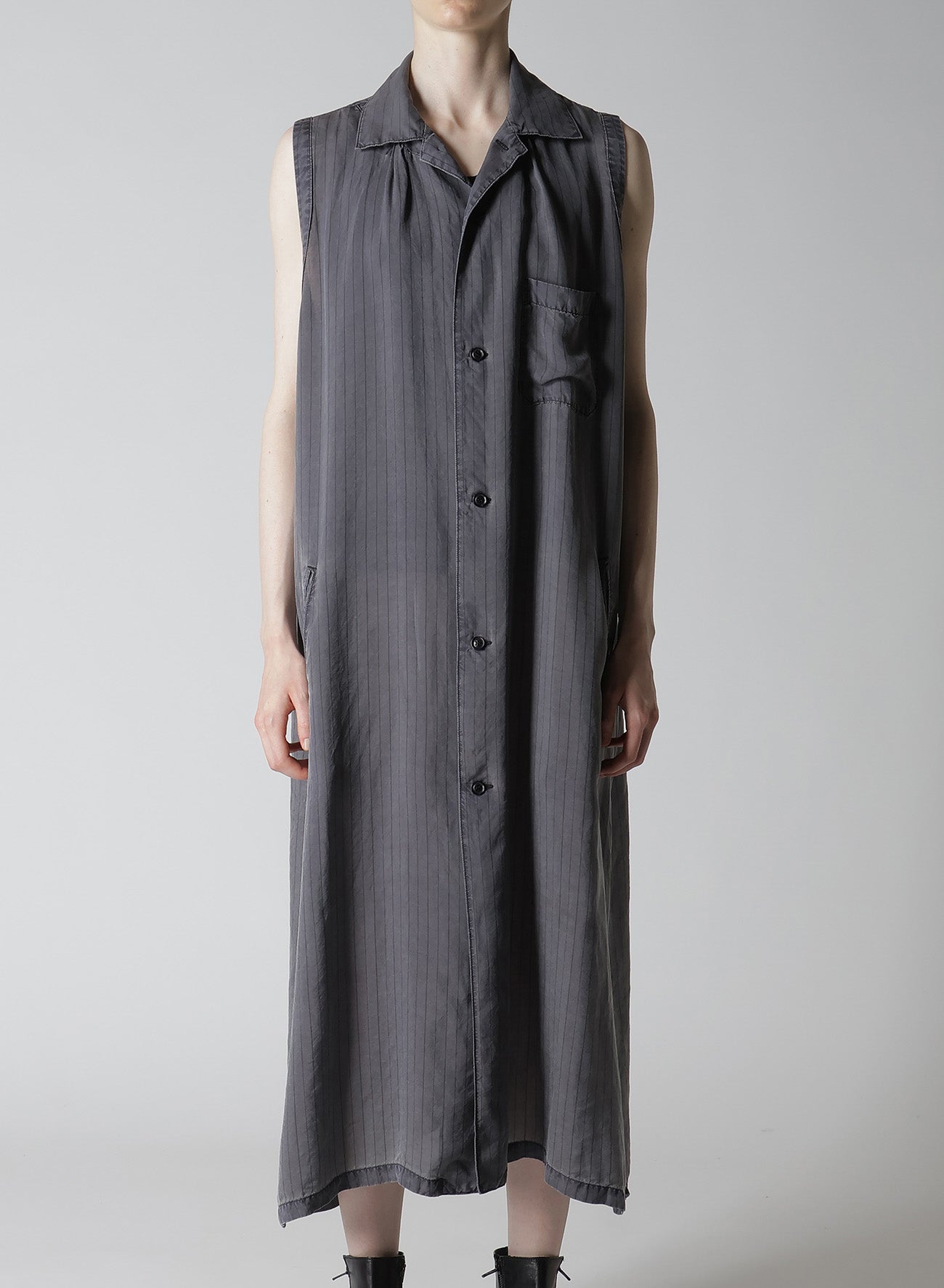 Cupro Stripe Sleeveless Shirt Dress for Women - Summer Casual & Office Wear - Breathable & Comfortable