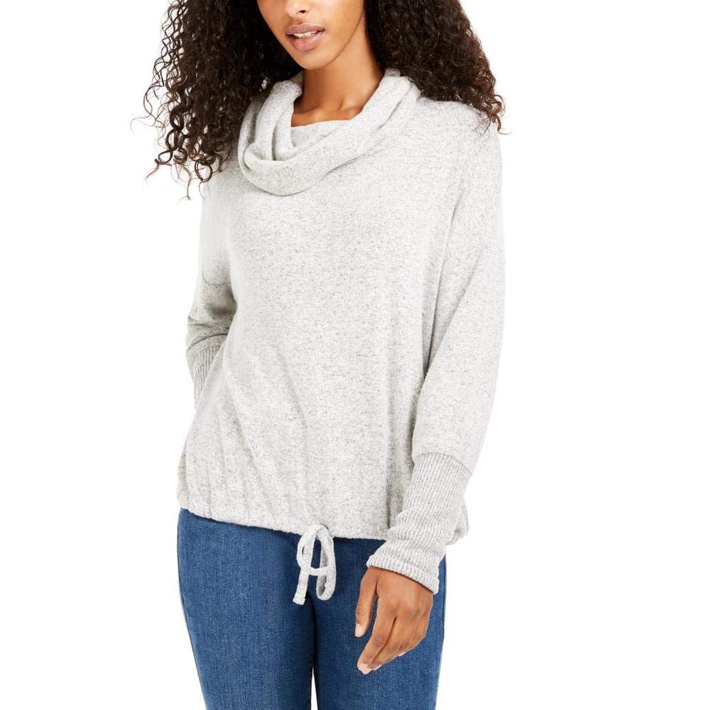 Juniors' Cozy Funnel-Neck Pullover Sweater - Light Grey - Soft Winter Knit Top for Women & Teens | Perfect for School, Casual Outfits & Cold Weather Layering