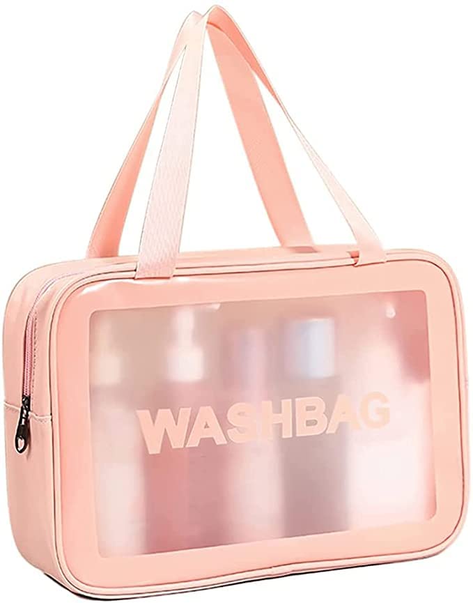 Large Clear PVC Travel Toiletry Bag - Waterproof Cosmetic Organizer for Men & Women | Perfect for Airplane Carry-On, Gym, and Weekend Trips