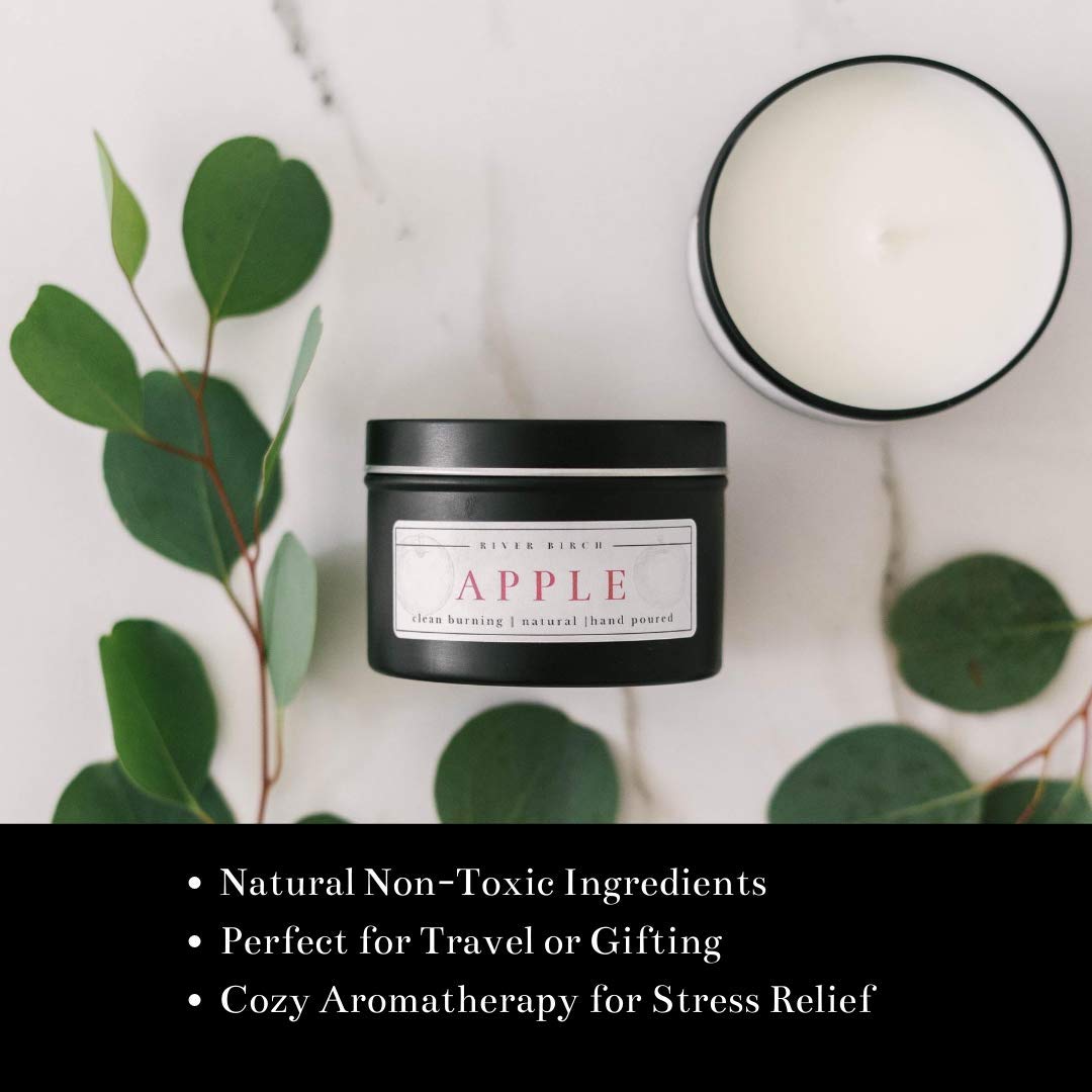 Premium Apple Scented Soy Candle - 8oz Natural Travel Tin for Home & Gifts